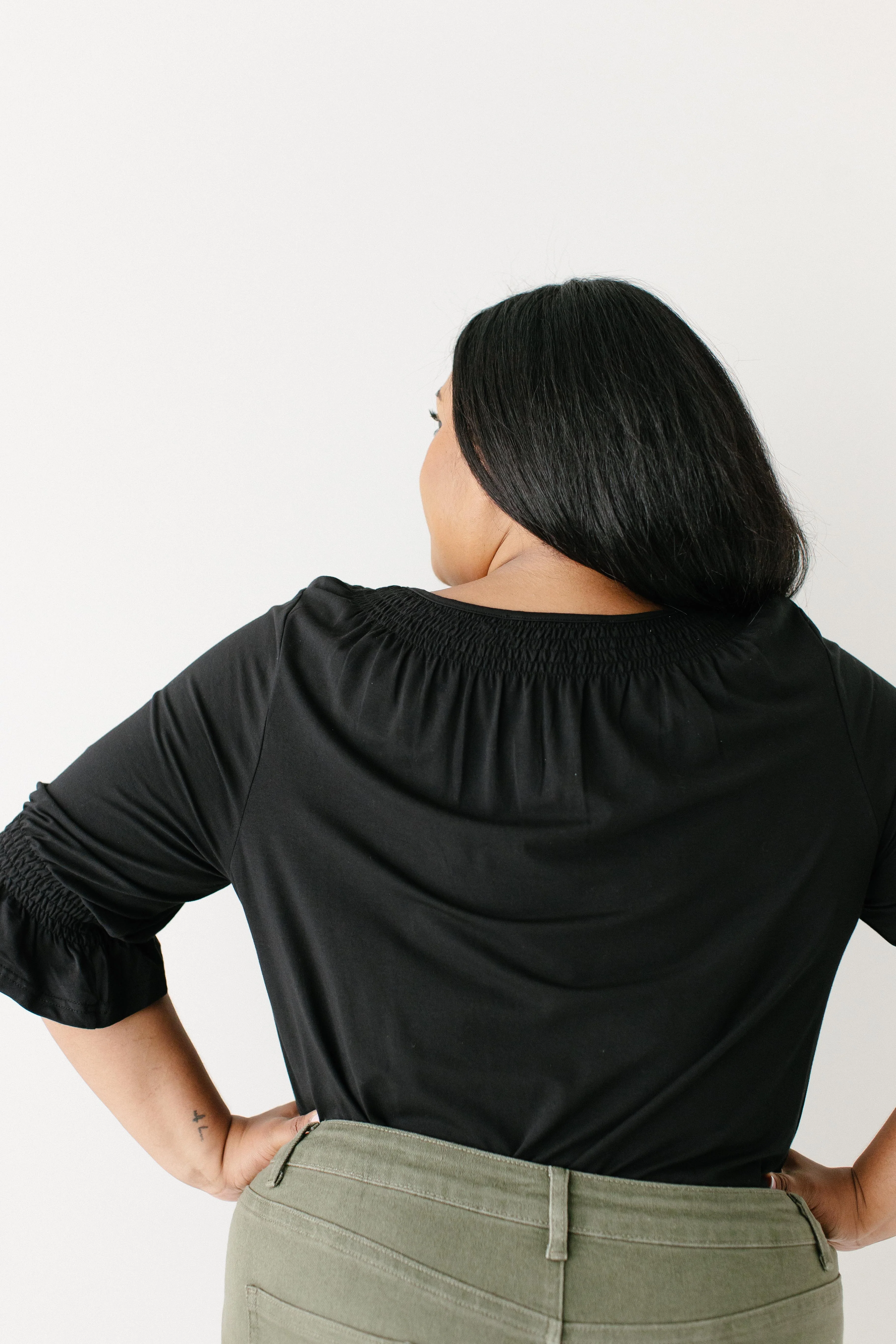 Bethany 3/4 Sleeve Luxe Cotton Smocked Detail Top FINAL SALE - Image 11