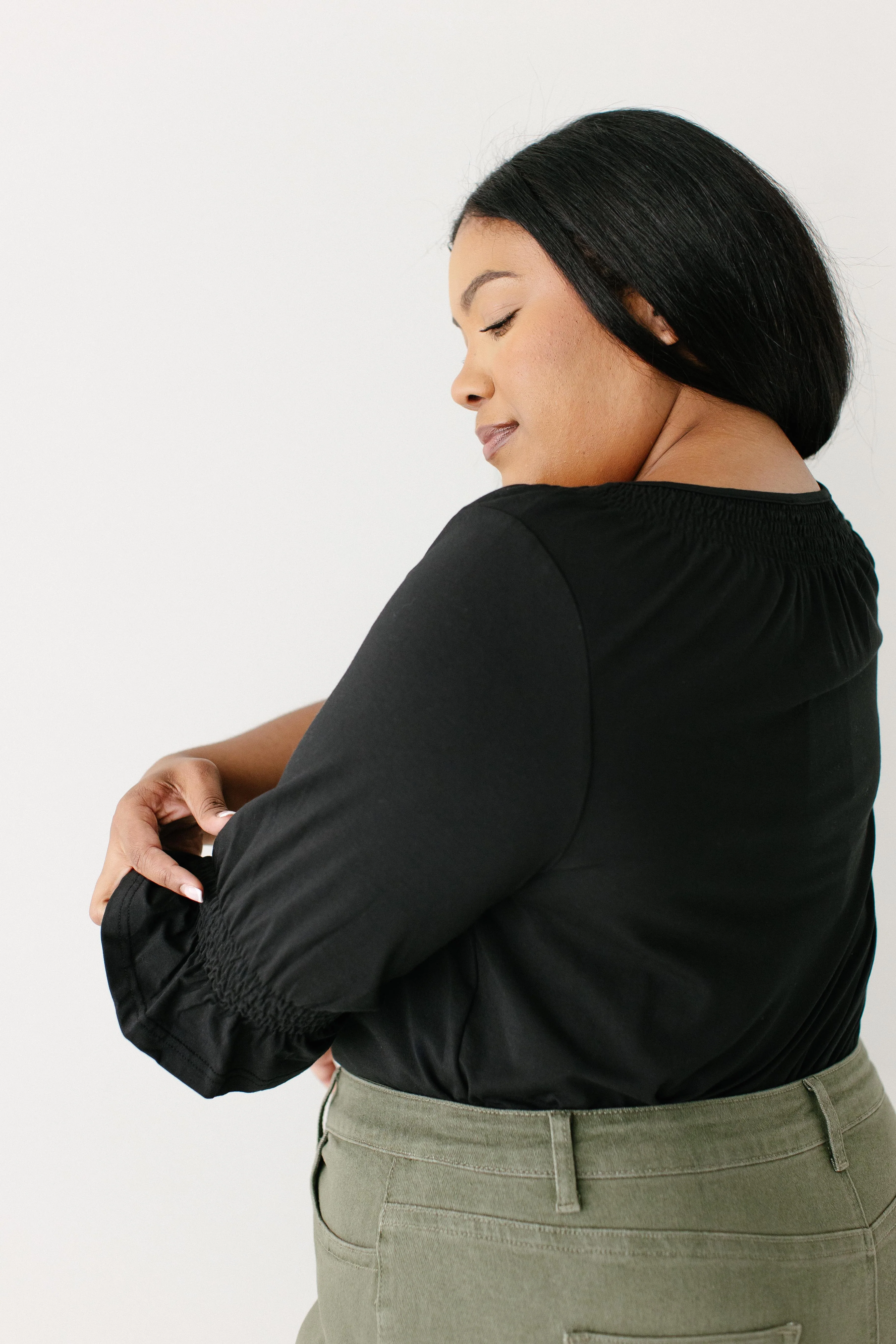 Bethany 3/4 Sleeve Luxe Cotton Smocked Detail Top FINAL SALE - Image 12