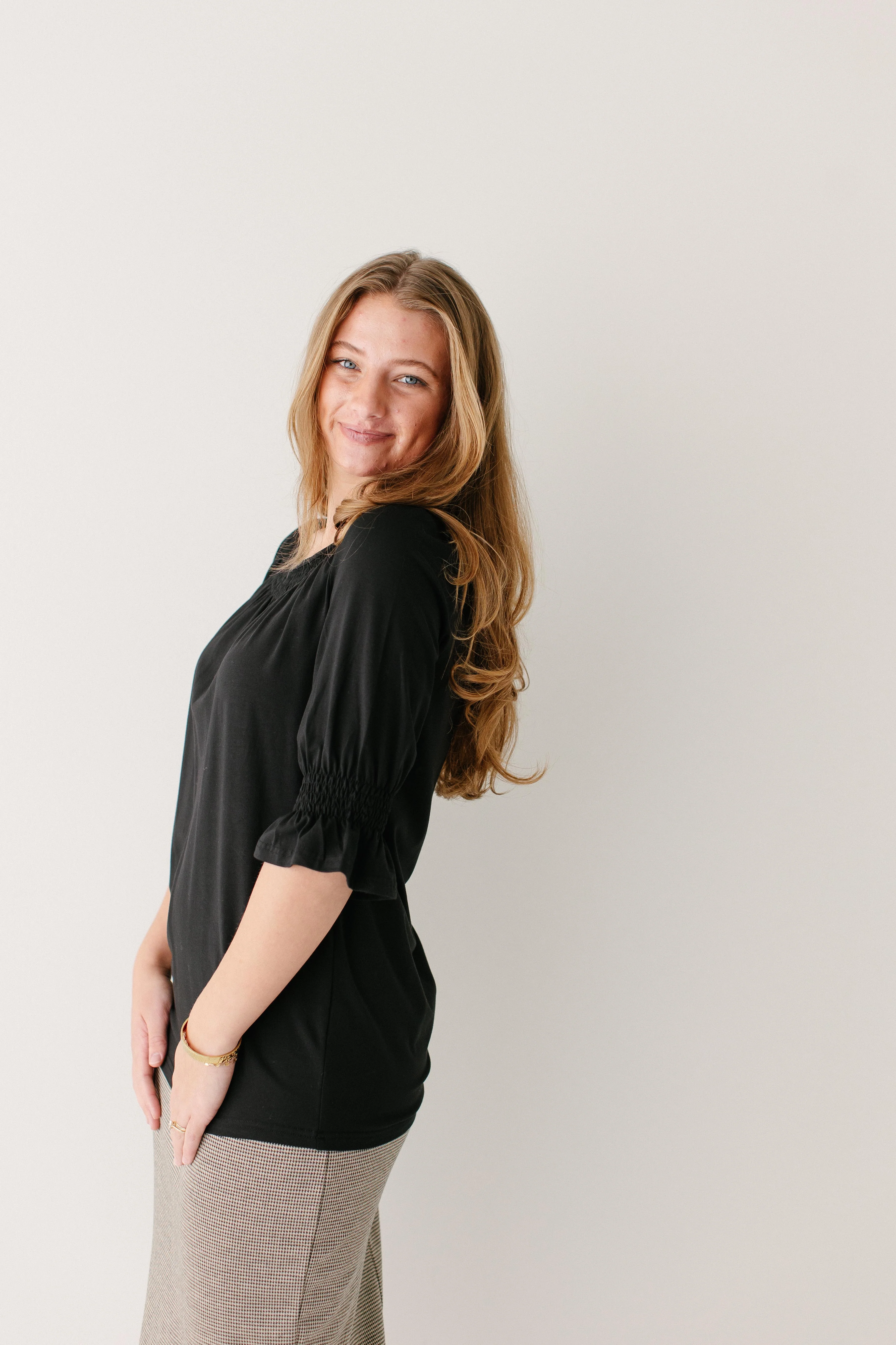 Bethany 3/4 Sleeve Luxe Cotton Smocked Detail Top FINAL SALE - Image 14