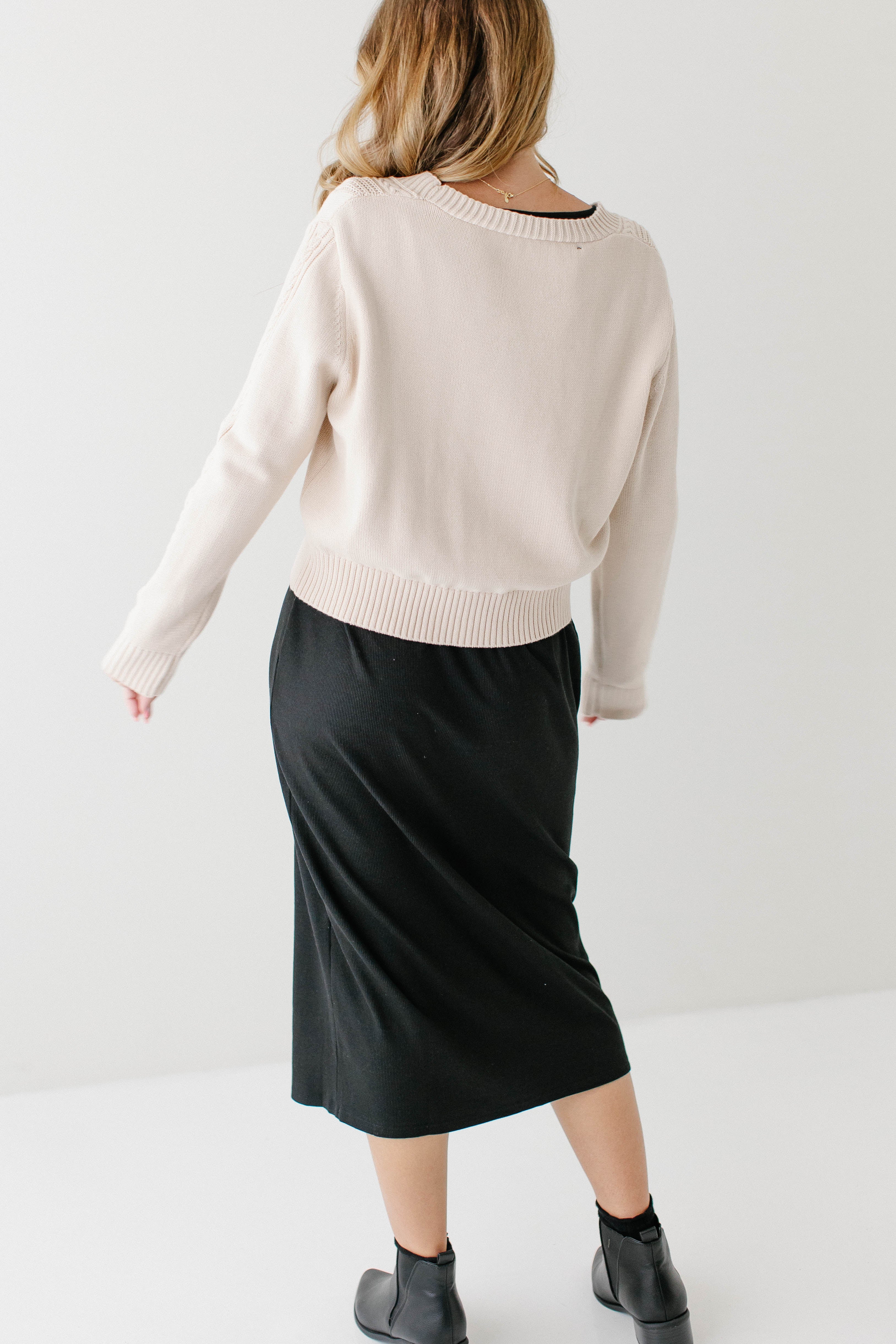 Blaine Cable Knit Detail Cotton Cardigan FINAL SALE - Image 14