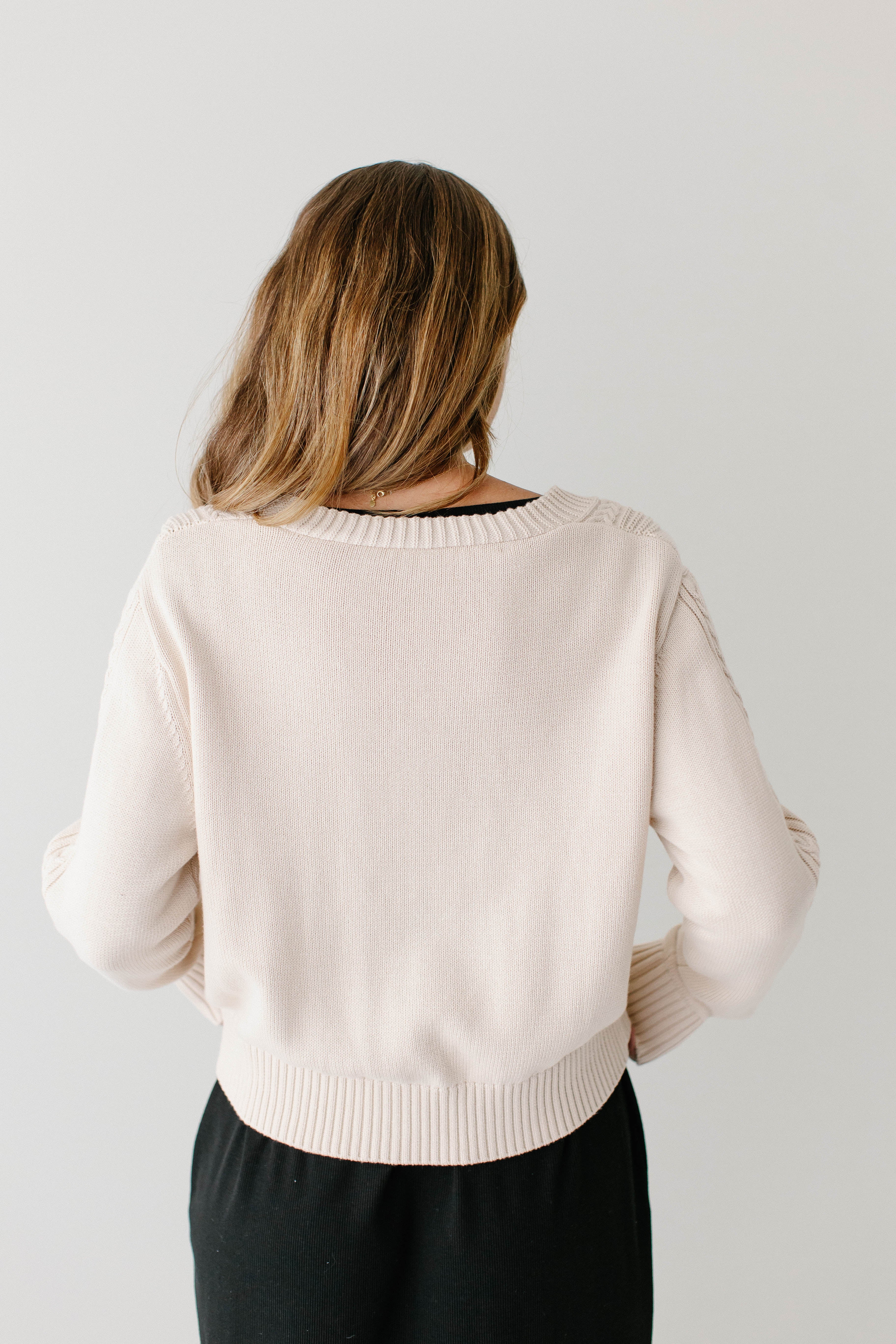 Blaine Cable Knit Detail Cotton Cardigan FINAL SALE - Image 15