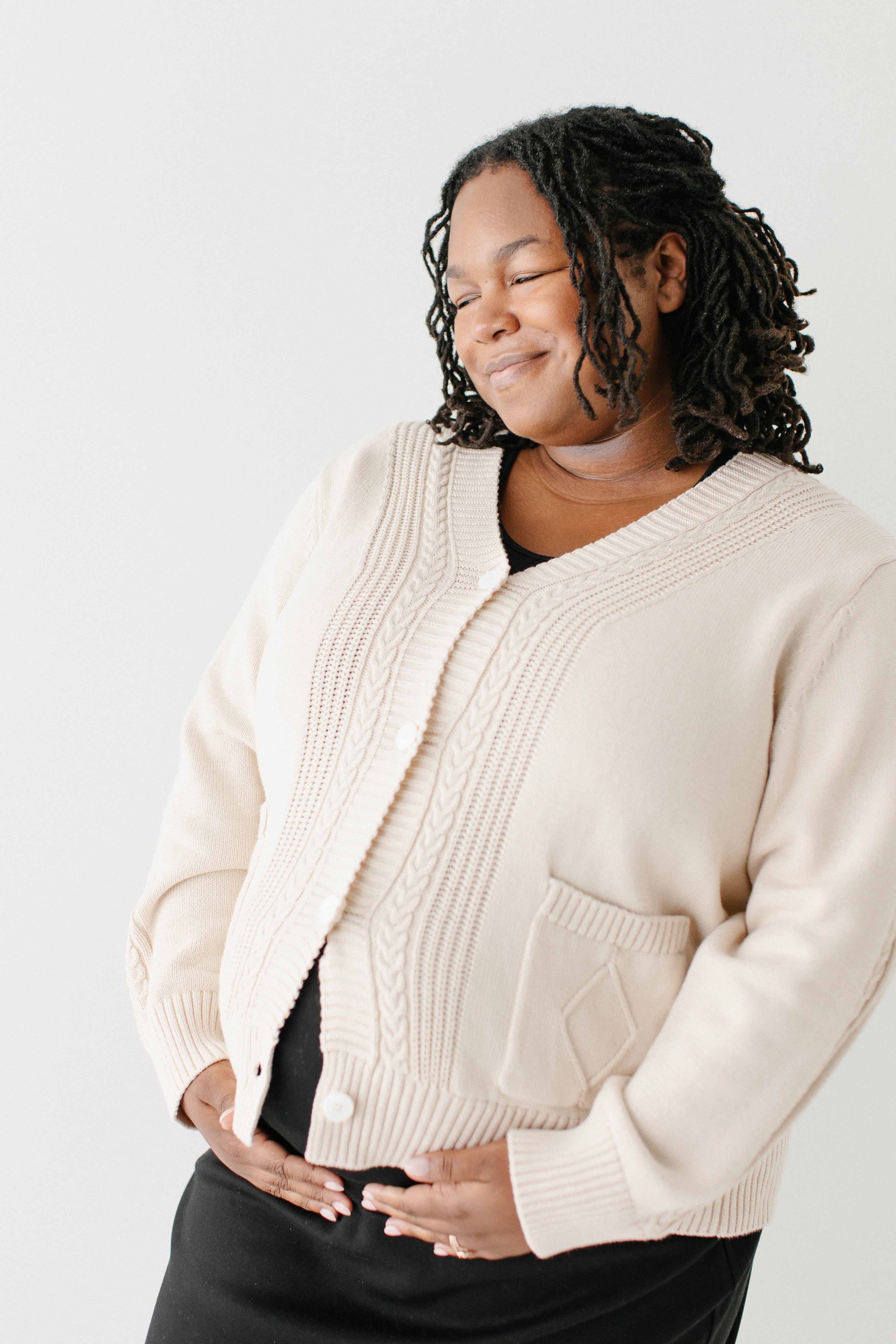 Blaine Cable Knit Detail Cotton Cardigan FINAL SALE - Image 17