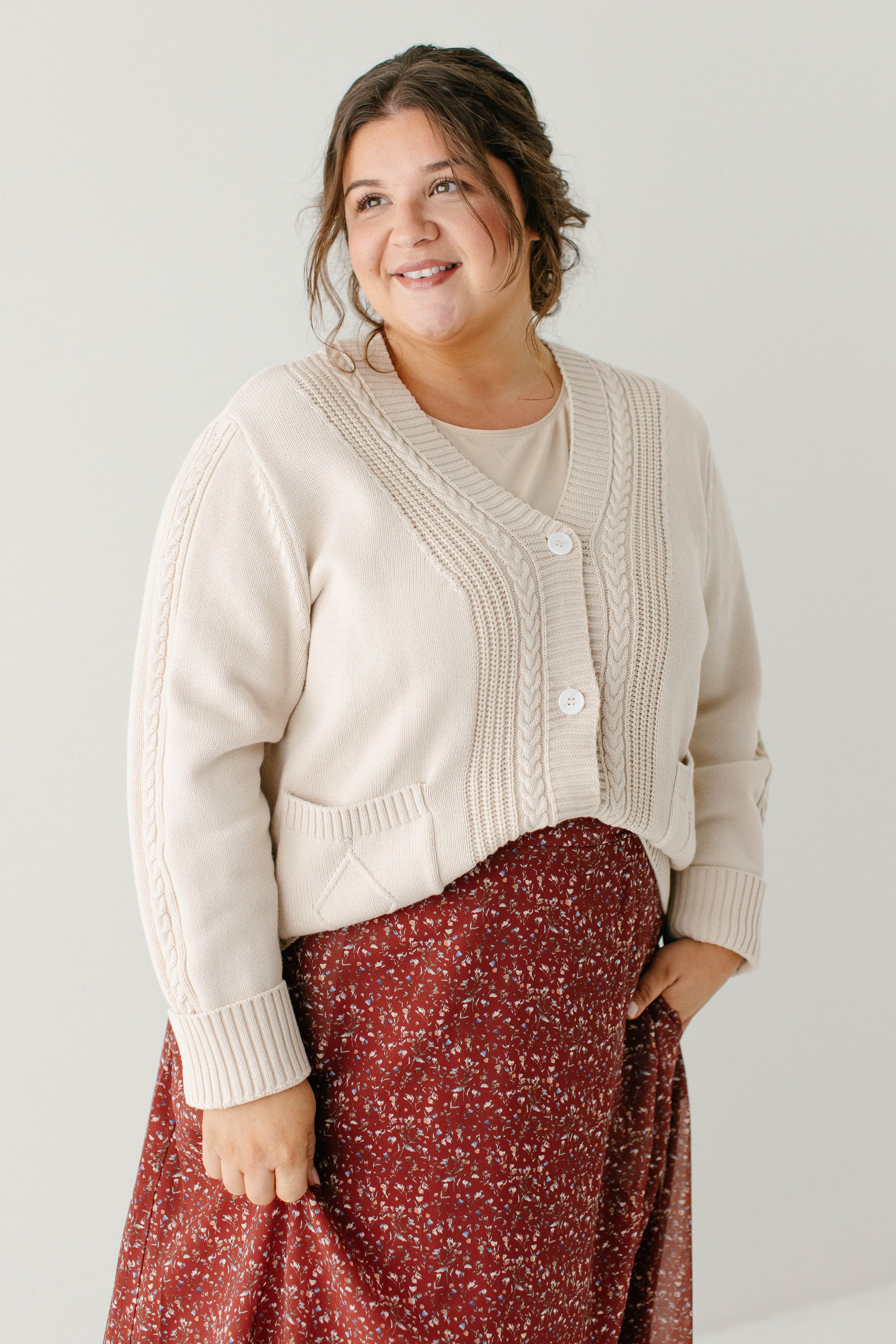 Blaine Cable Knit Detail Cotton Cardigan FINAL SALE - Image 3
