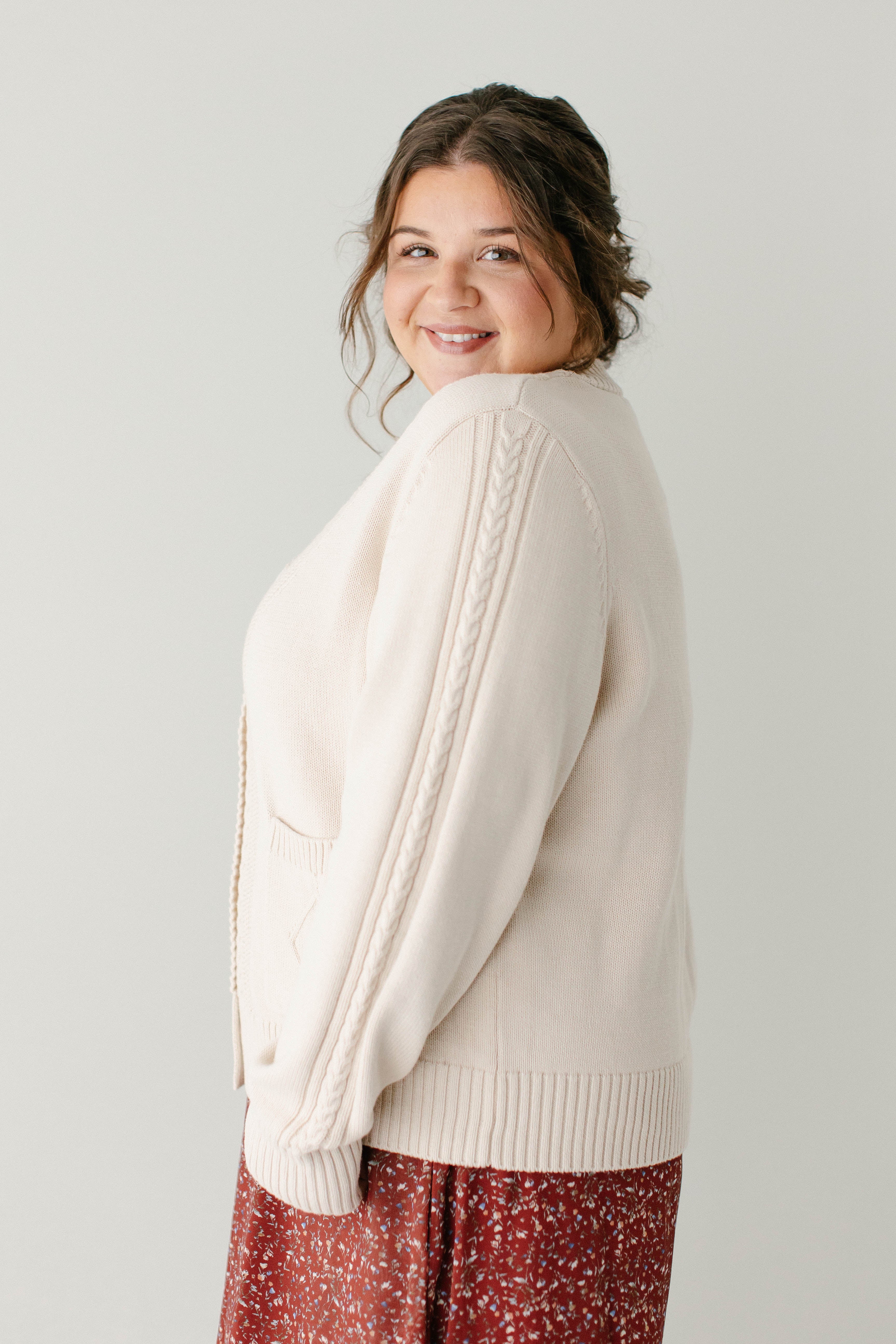 Blaine Cable Knit Detail Cotton Cardigan FINAL SALE - Image 4