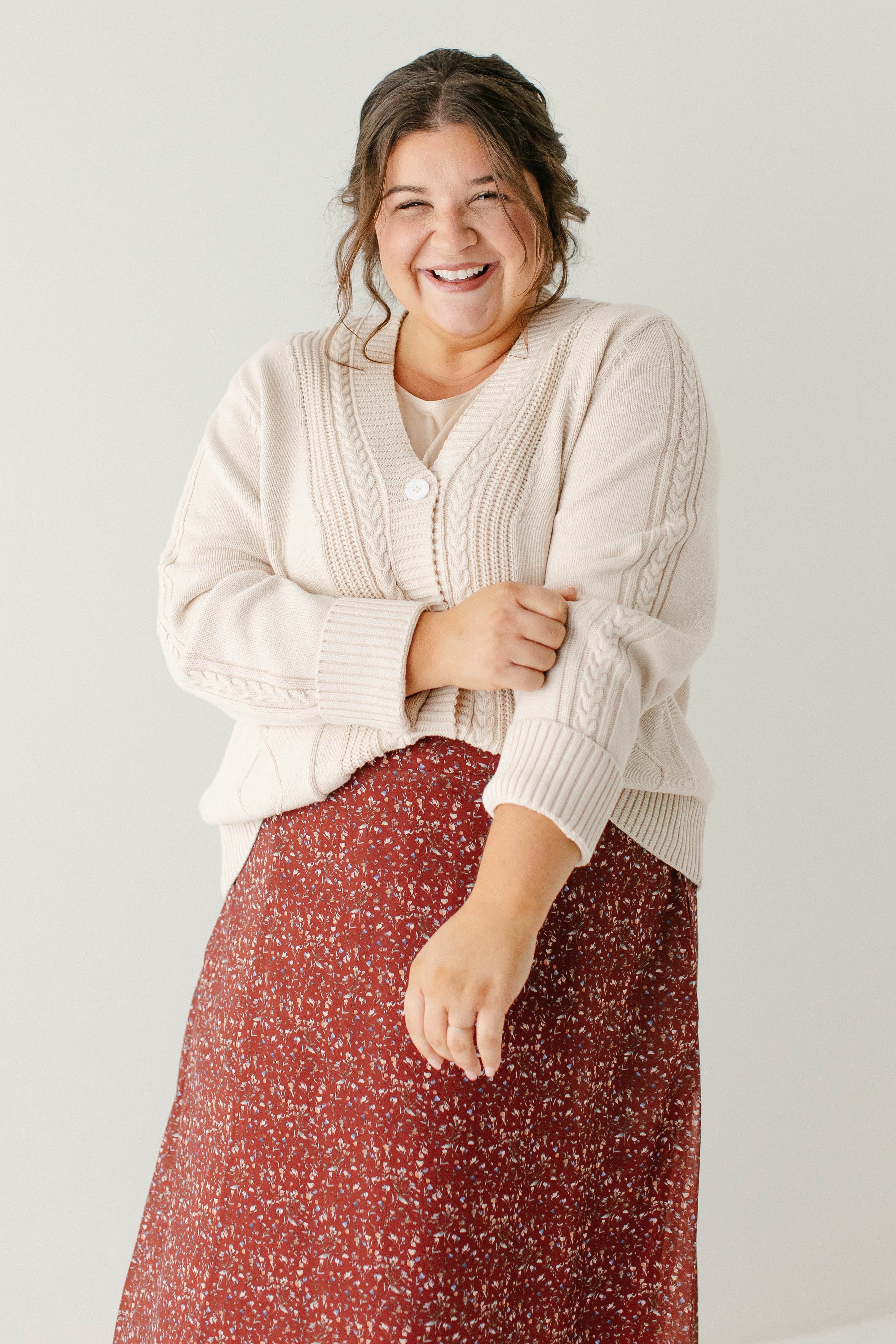 Blaine Cable Knit Detail Cotton Cardigan FINAL SALE - Image 5