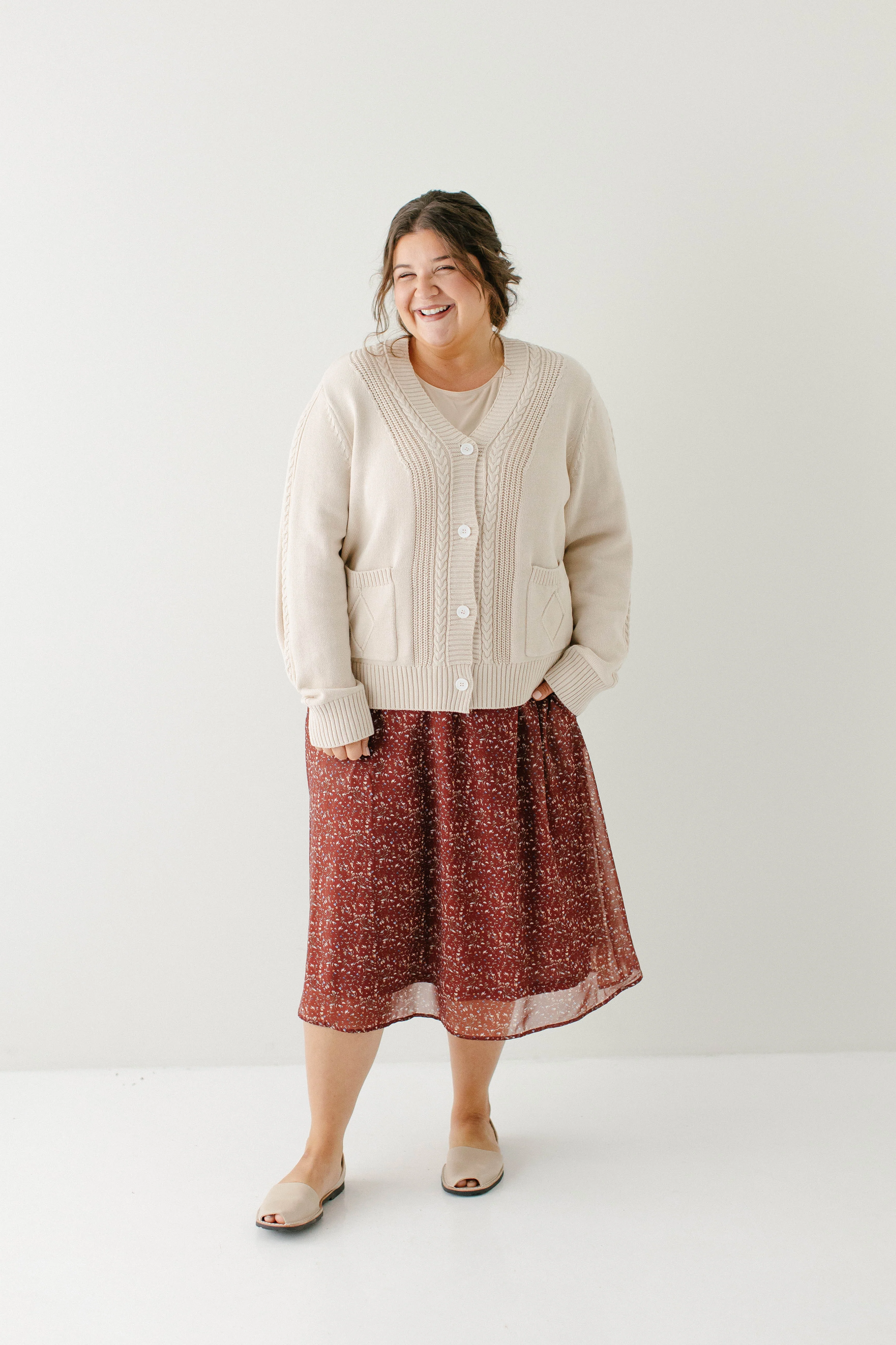 Blaine Cable Knit Detail Cotton Cardigan FINAL SALE - Image 6