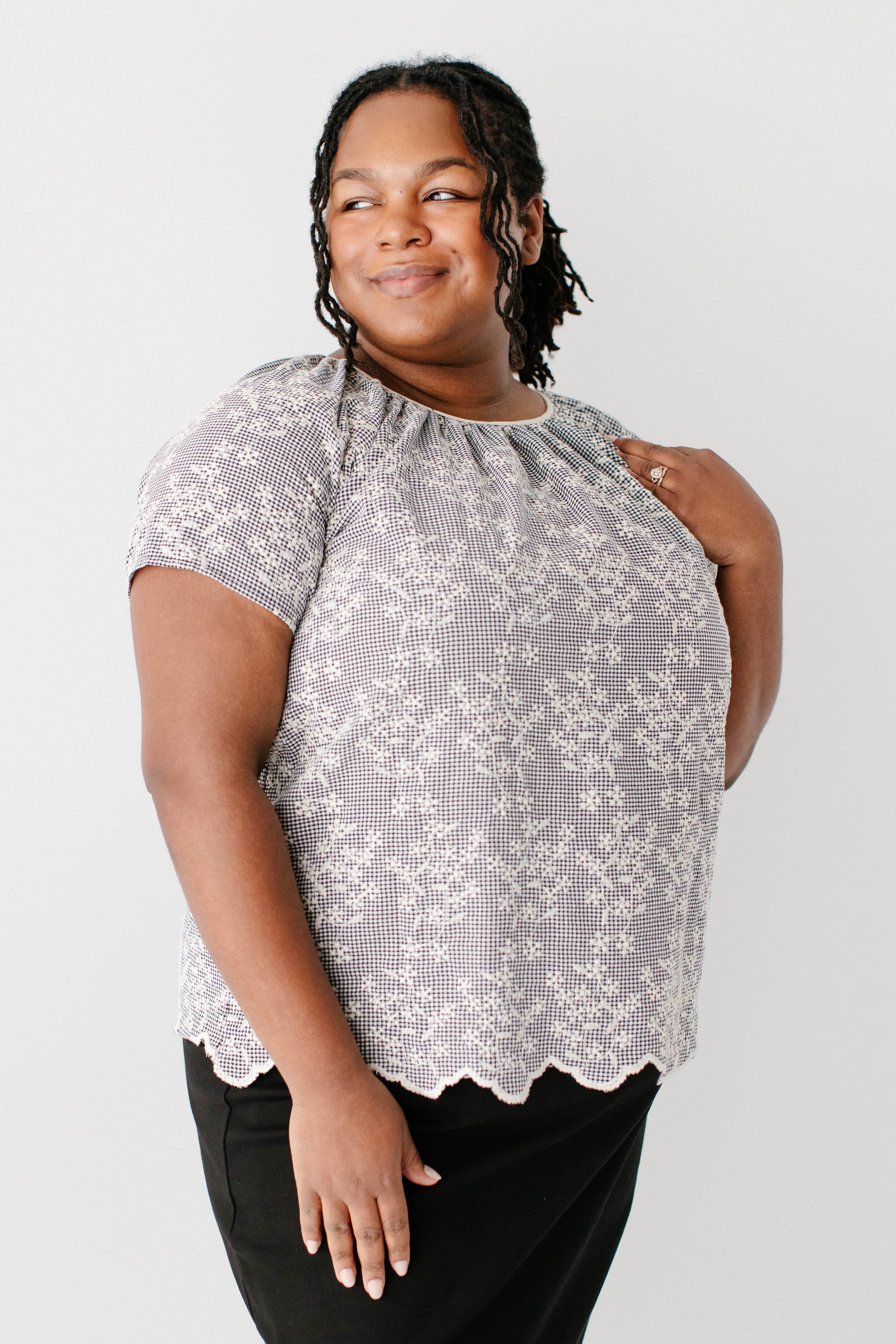 Blakely Embroidered Floral Gingham Top - Image 10
