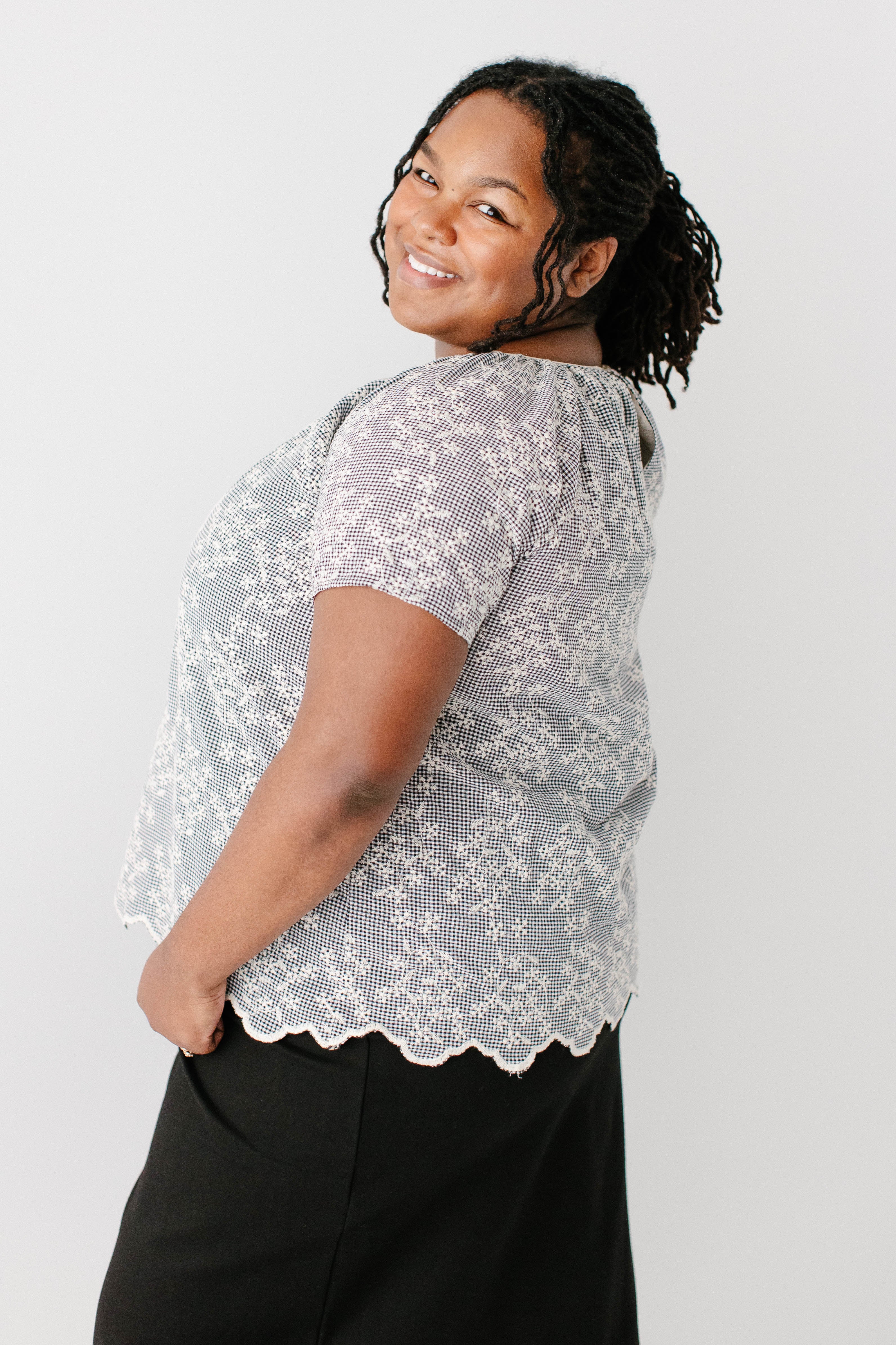 Blakely Embroidered Floral Gingham Top - Image 11