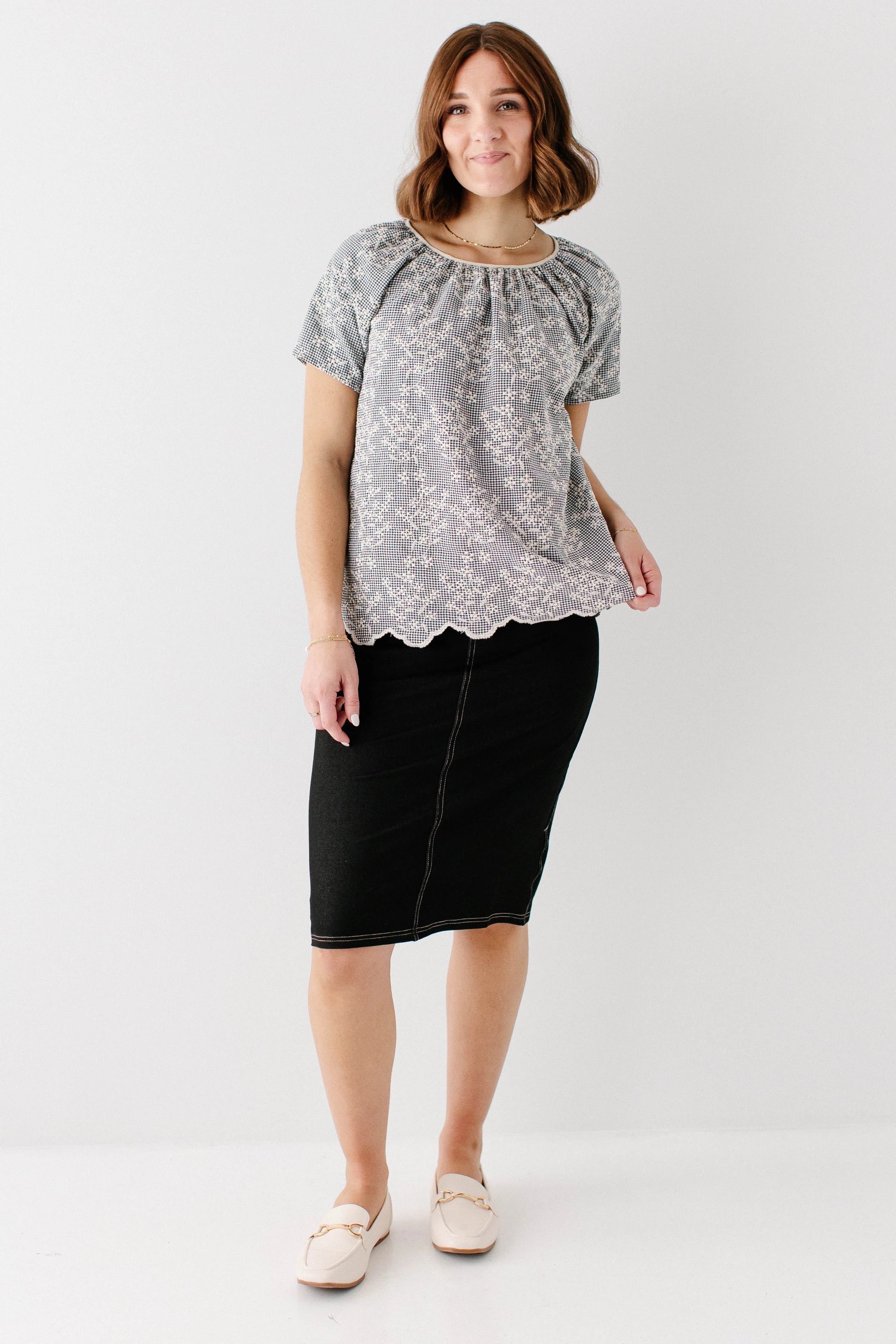 Blakely Embroidered Floral Gingham Top - Image 4