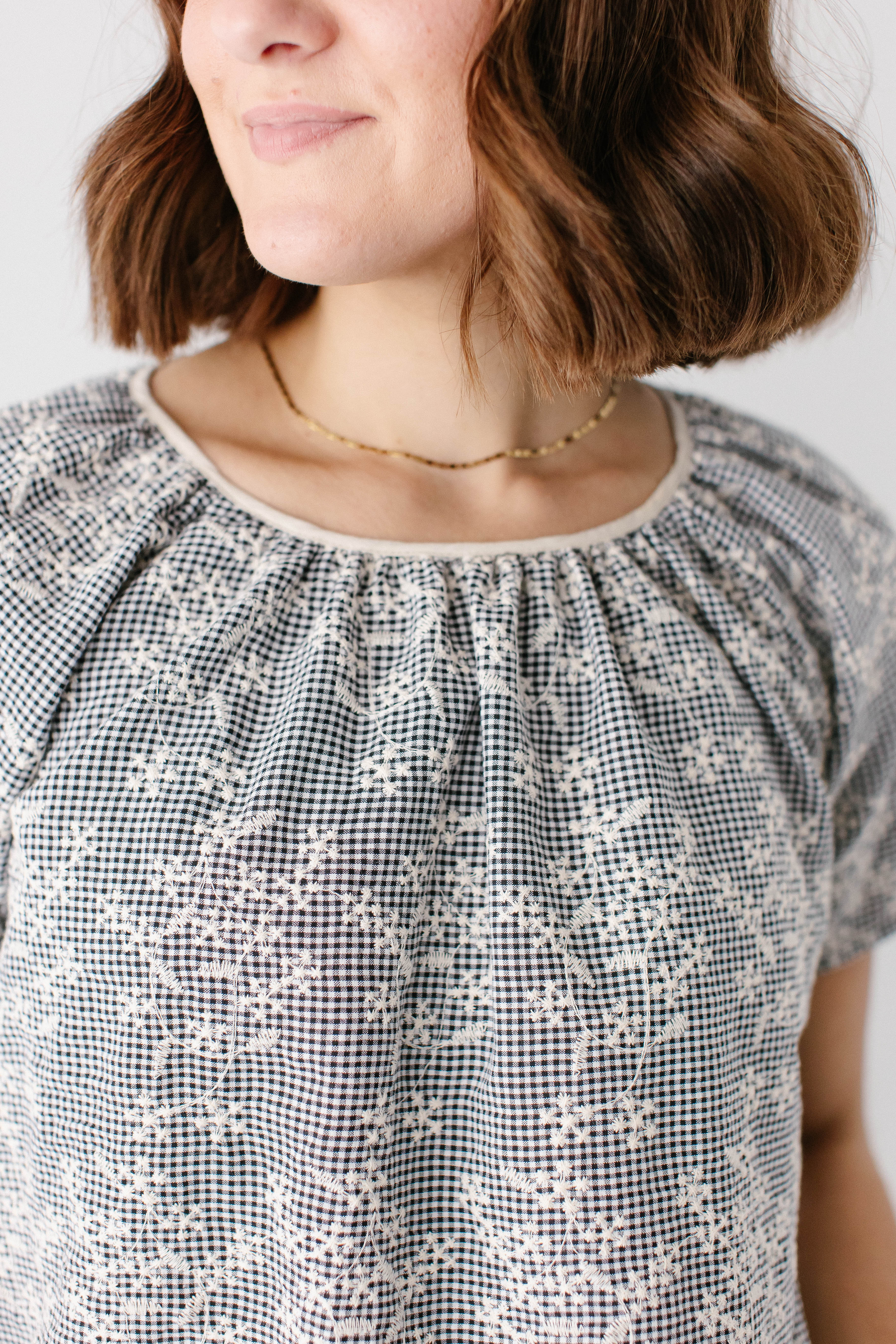 Blakely Embroidered Floral Gingham Top - Image 5
