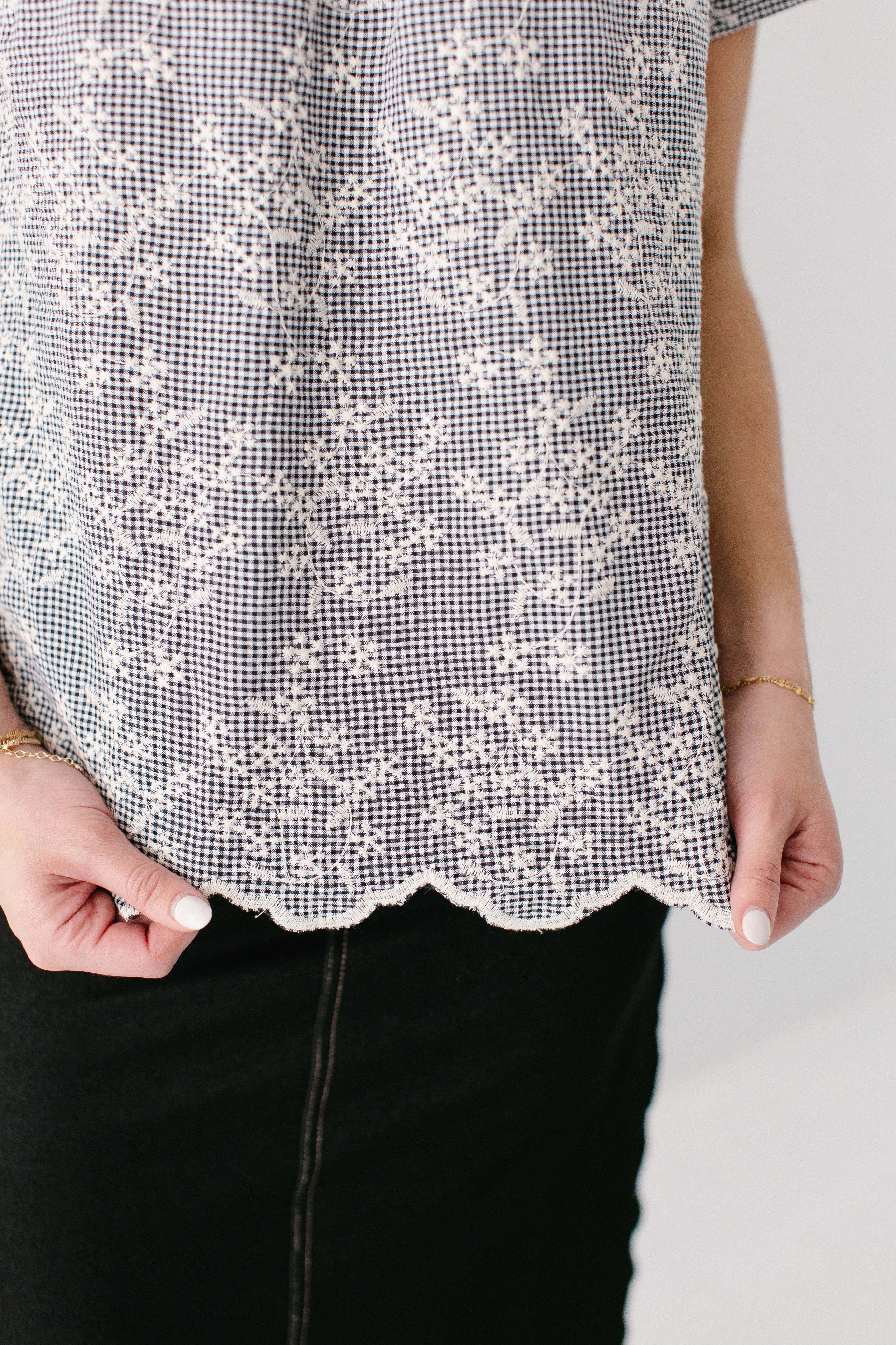 Blakely Embroidered Floral Gingham Top - Image 6