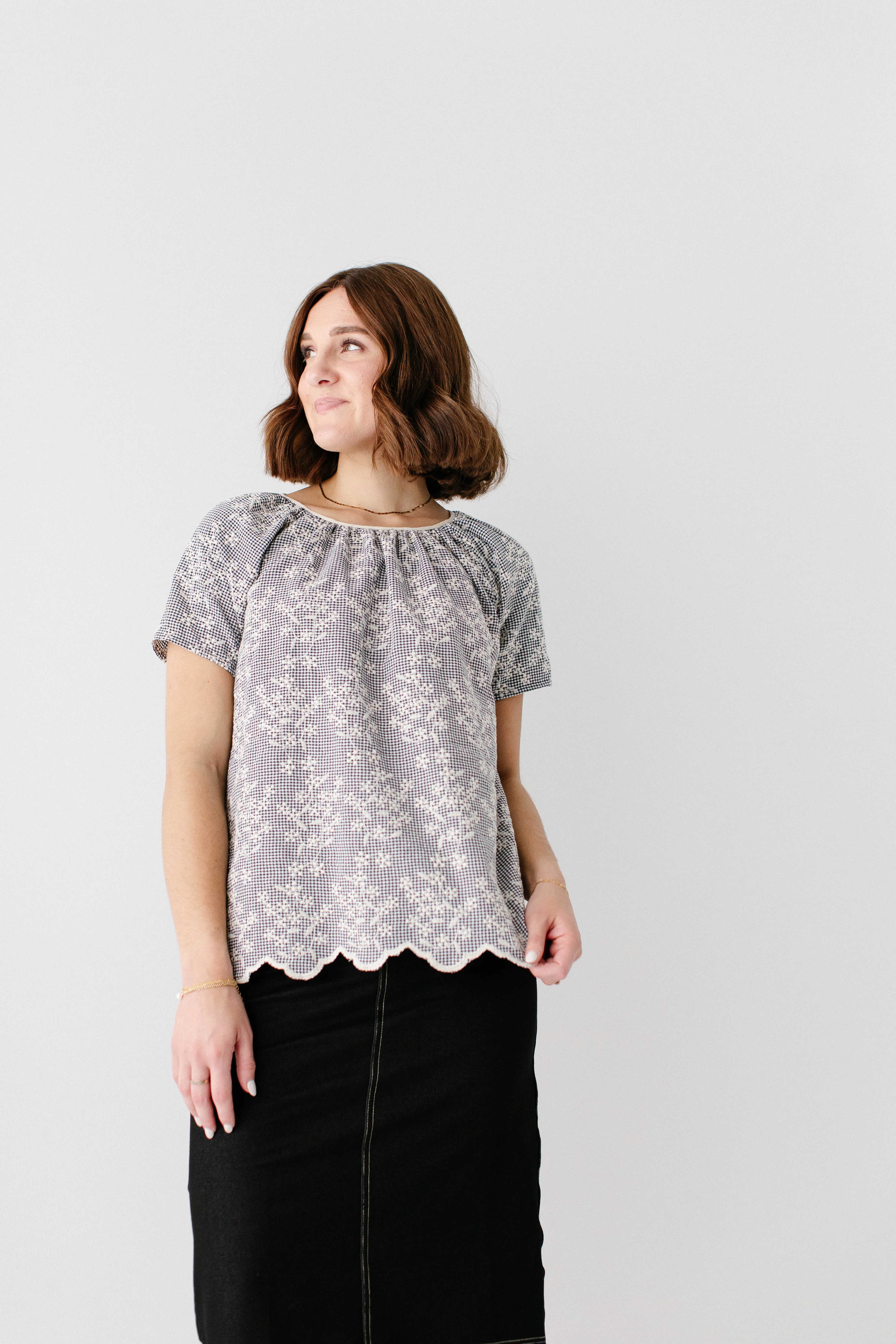 Blakely Embroidered Floral Gingham Top - Image 8