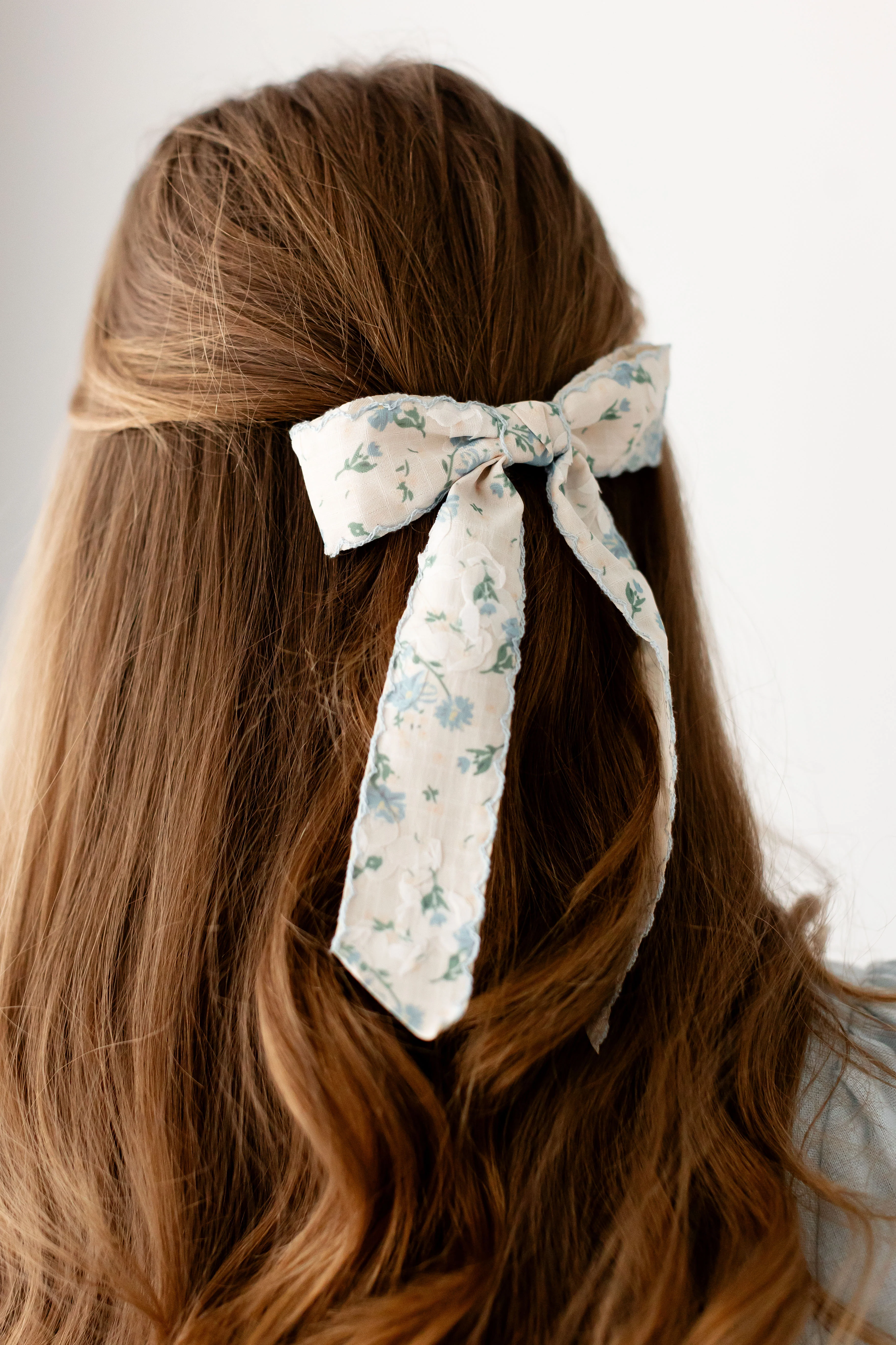 Blue Floral Bow Barrette - Image 3