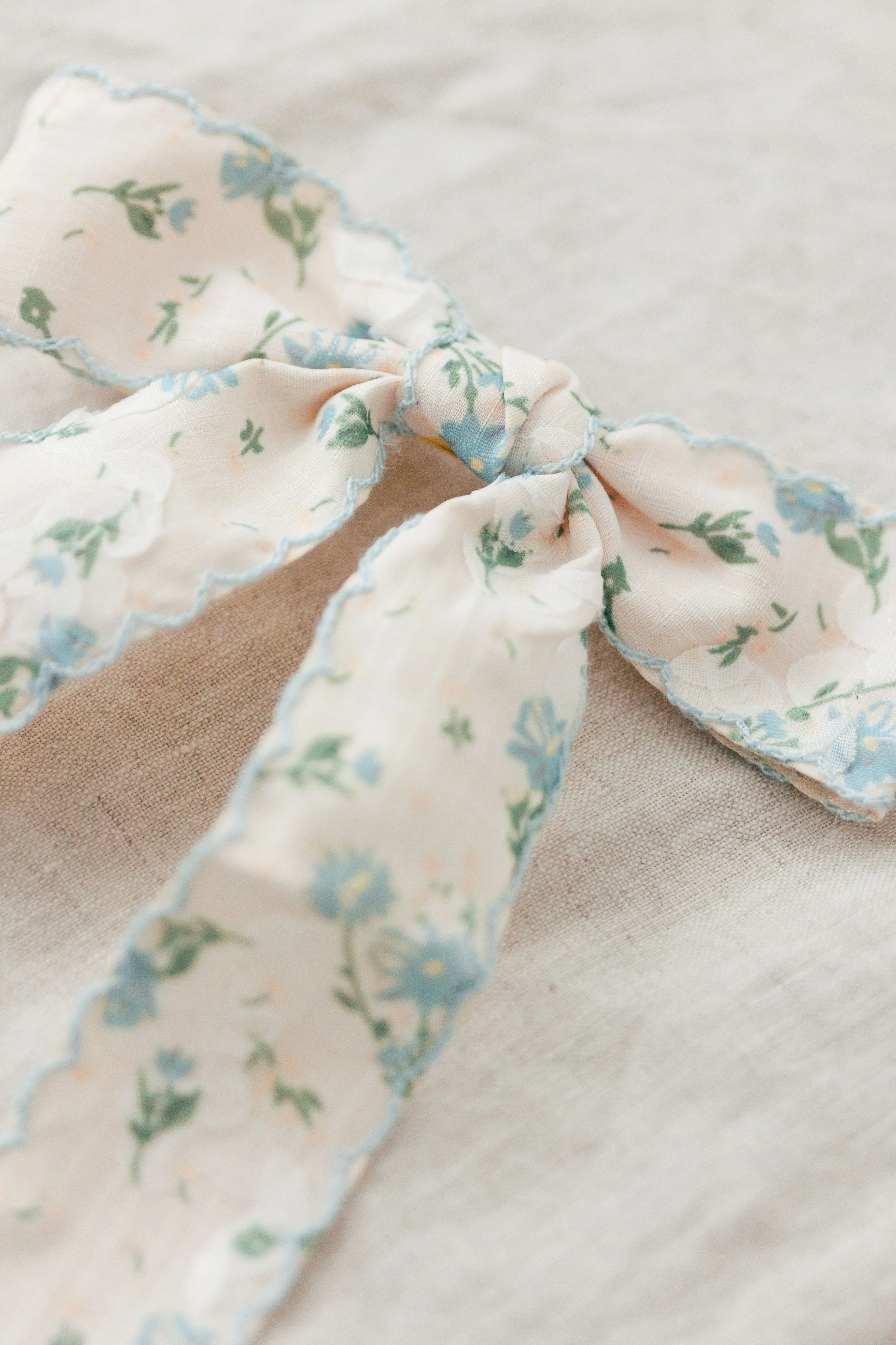 Blue Floral Bow Barrette - Image 4