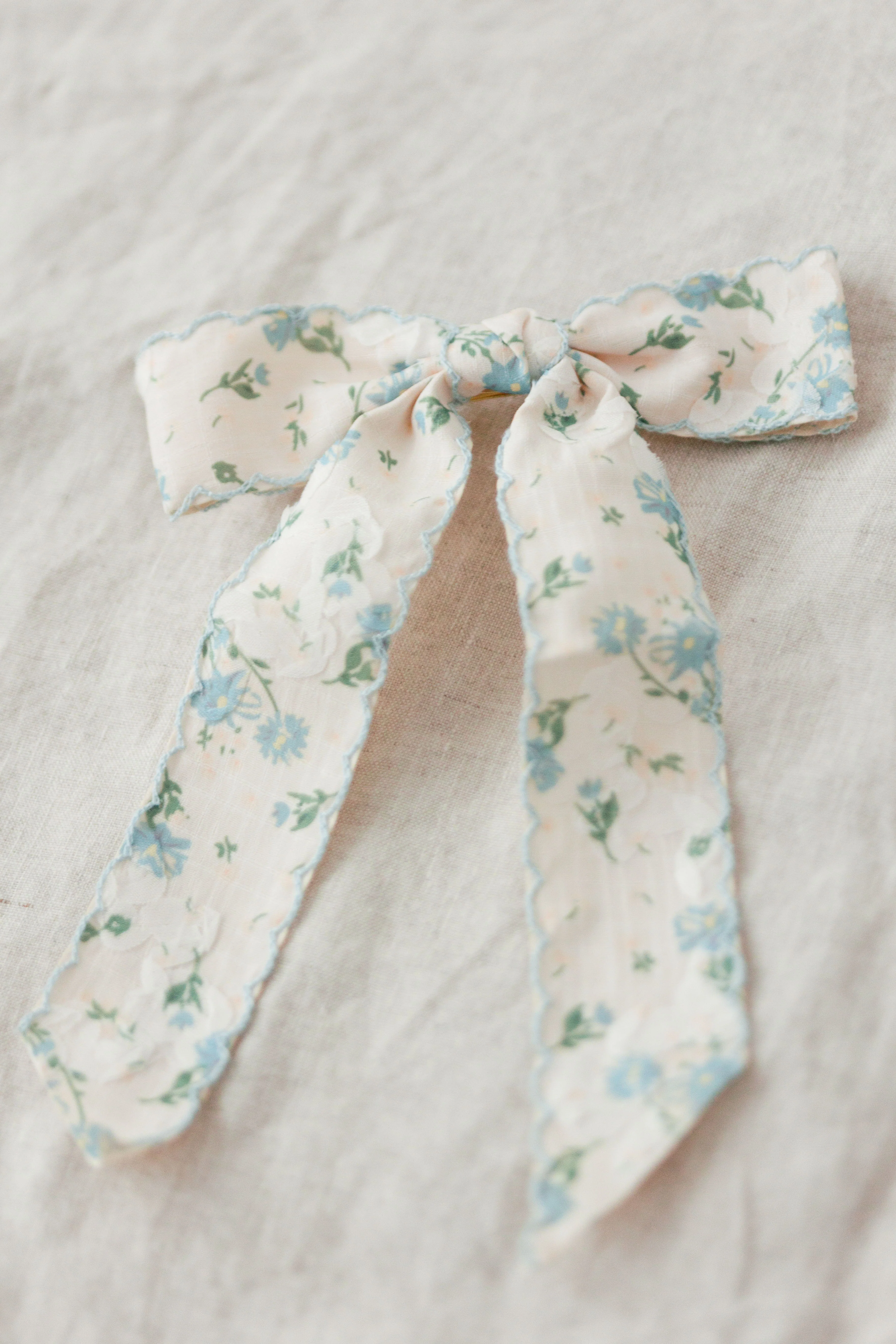 Blue Floral Bow Barrette - Image 5