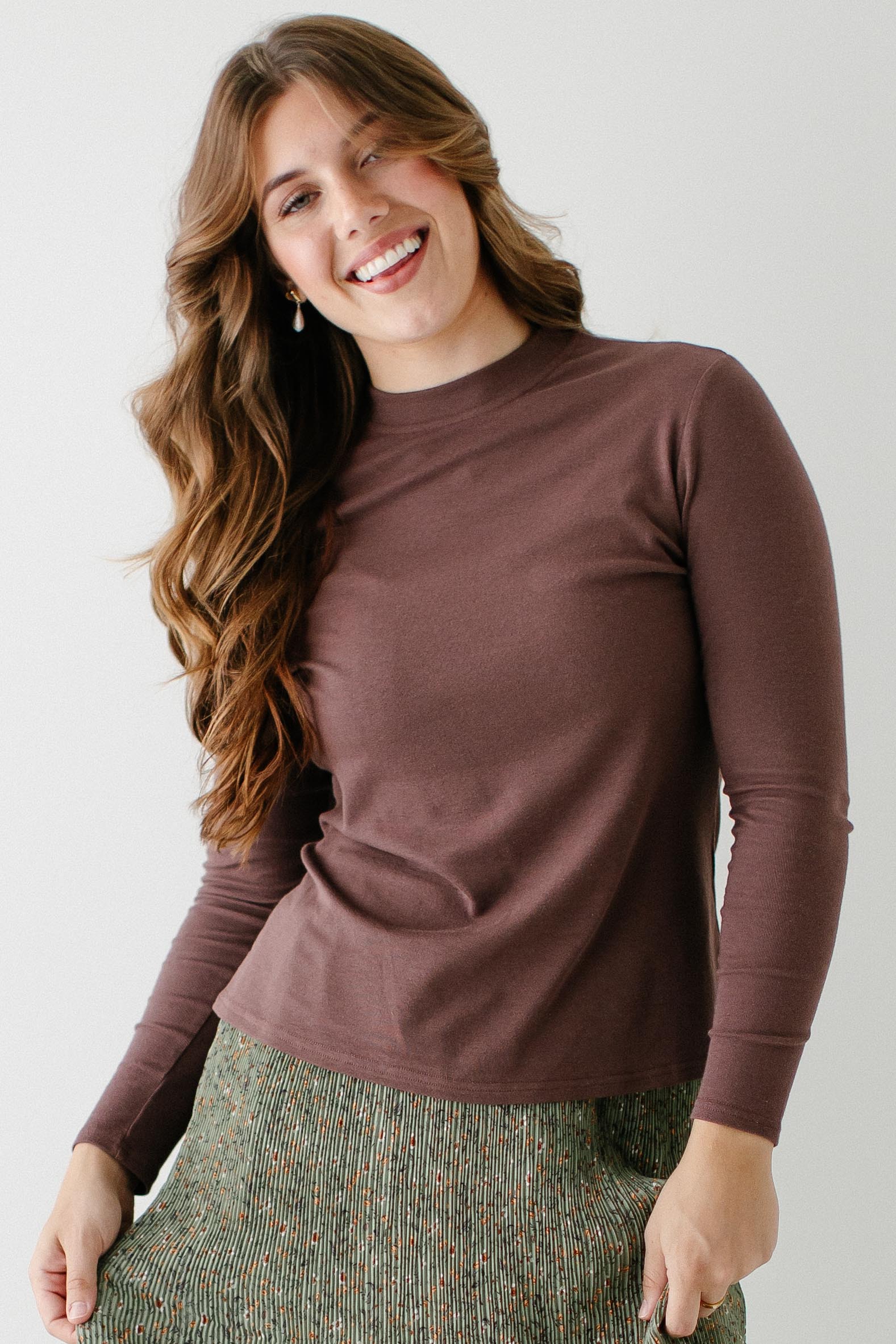 Brianna Bamboo Blend Ribbed Mock Neck Top FINAL SALE