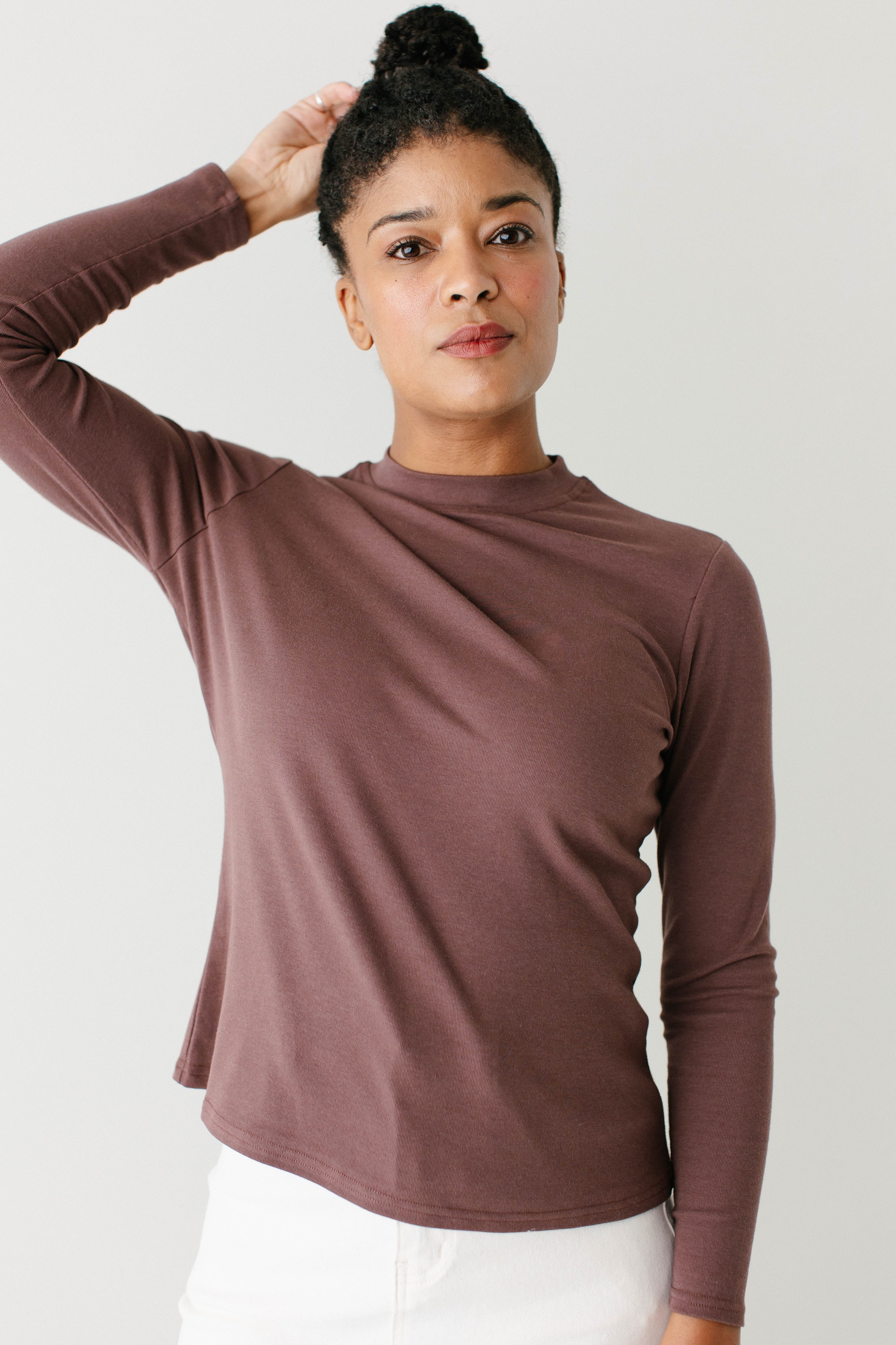 Brianna Bamboo Blend Ribbed Mock Neck Top FINAL SALE - Image 3