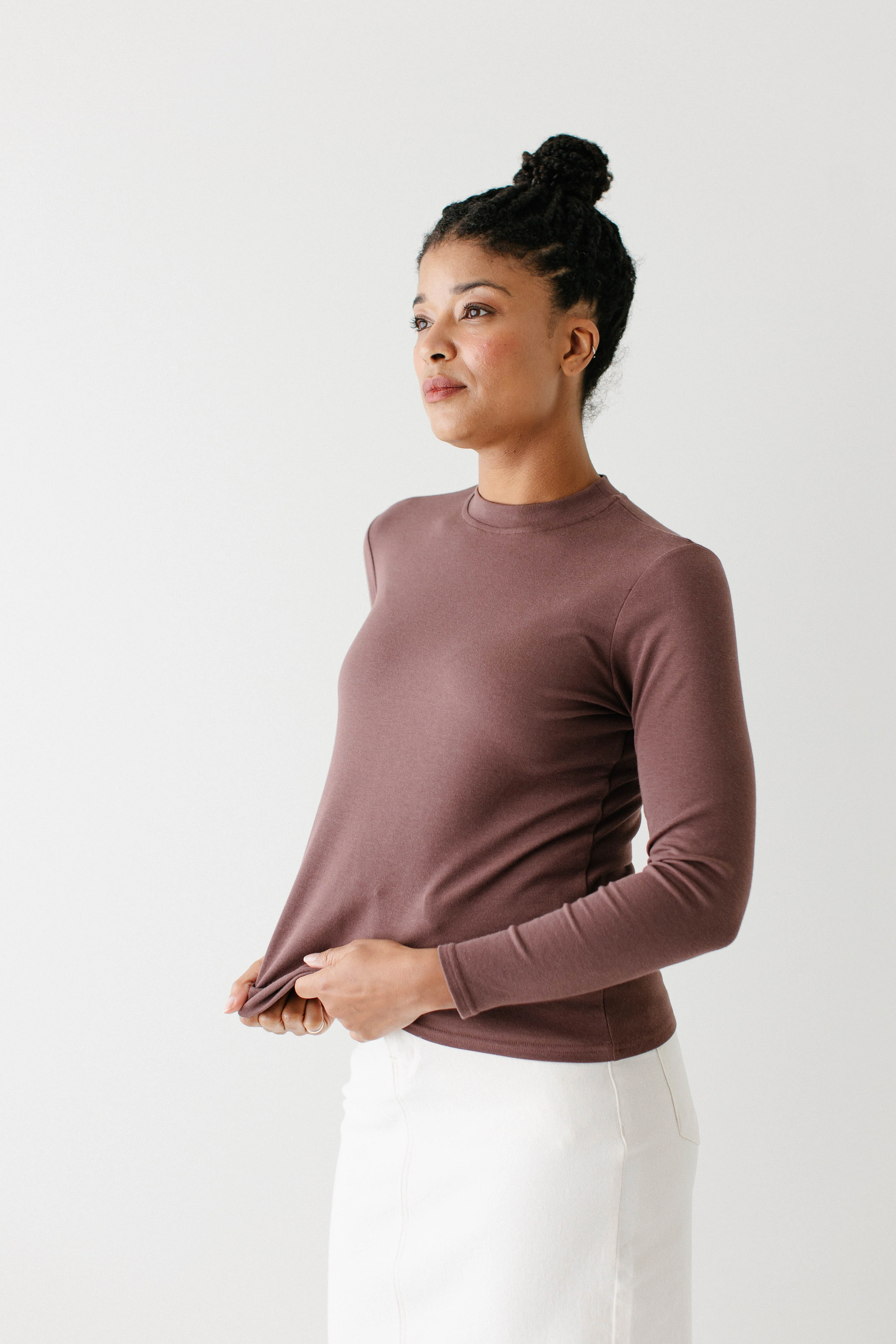 Brianna Bamboo Blend Ribbed Mock Neck Top FINAL SALE - Image 5