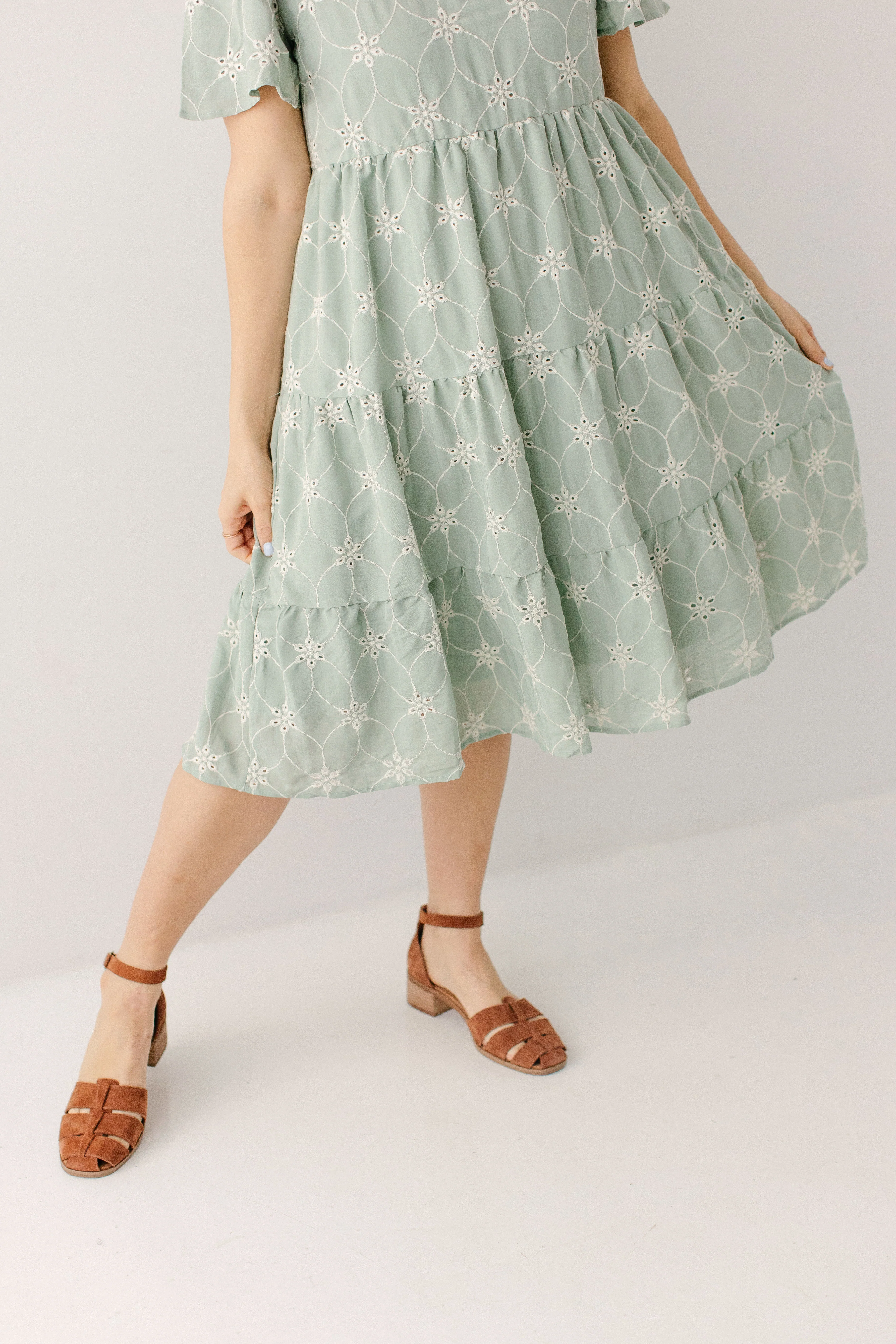 Brisa Eyelet Tiered Midi Dress - Image 4
