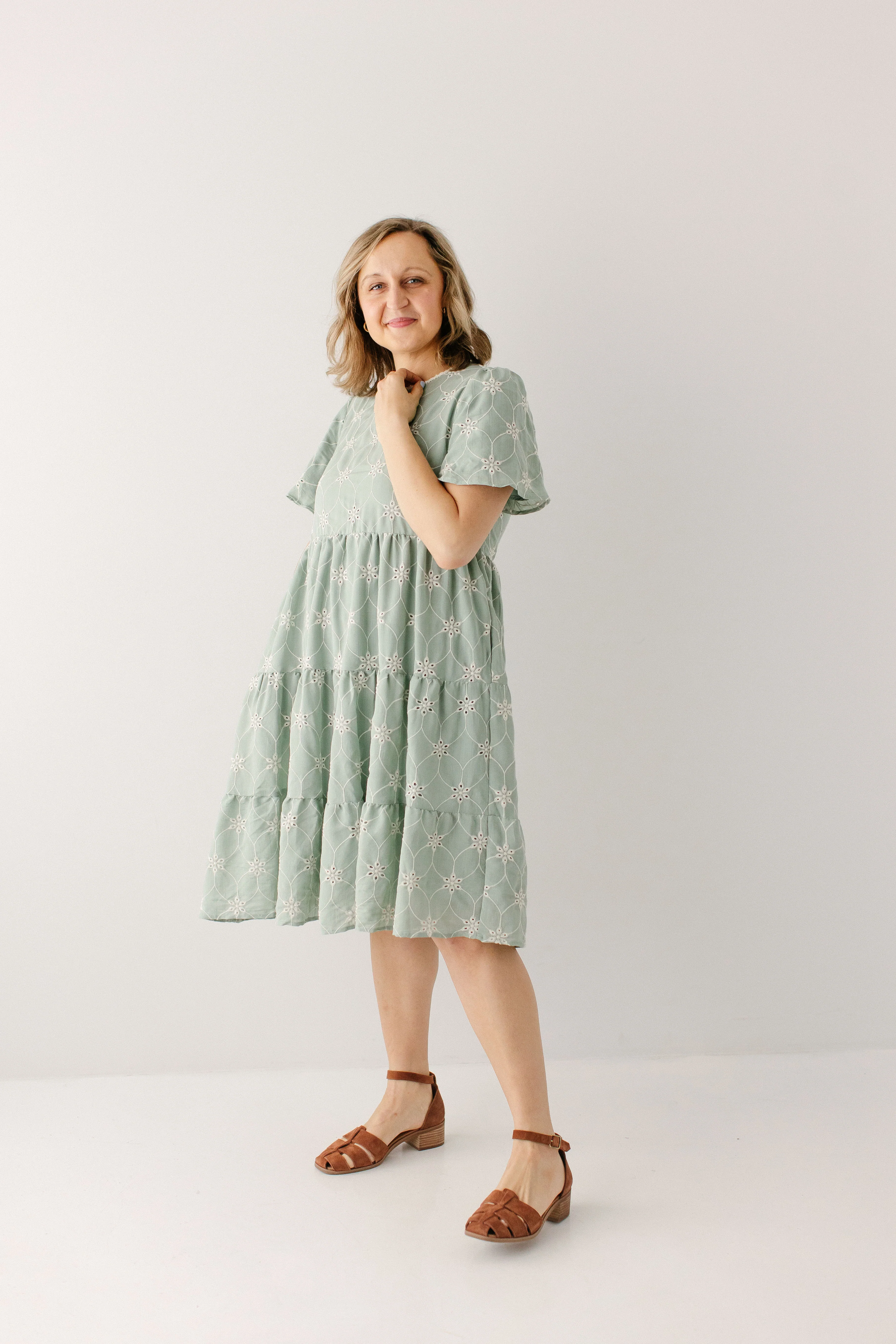 Brisa Eyelet Tiered Midi Dress - Image 6