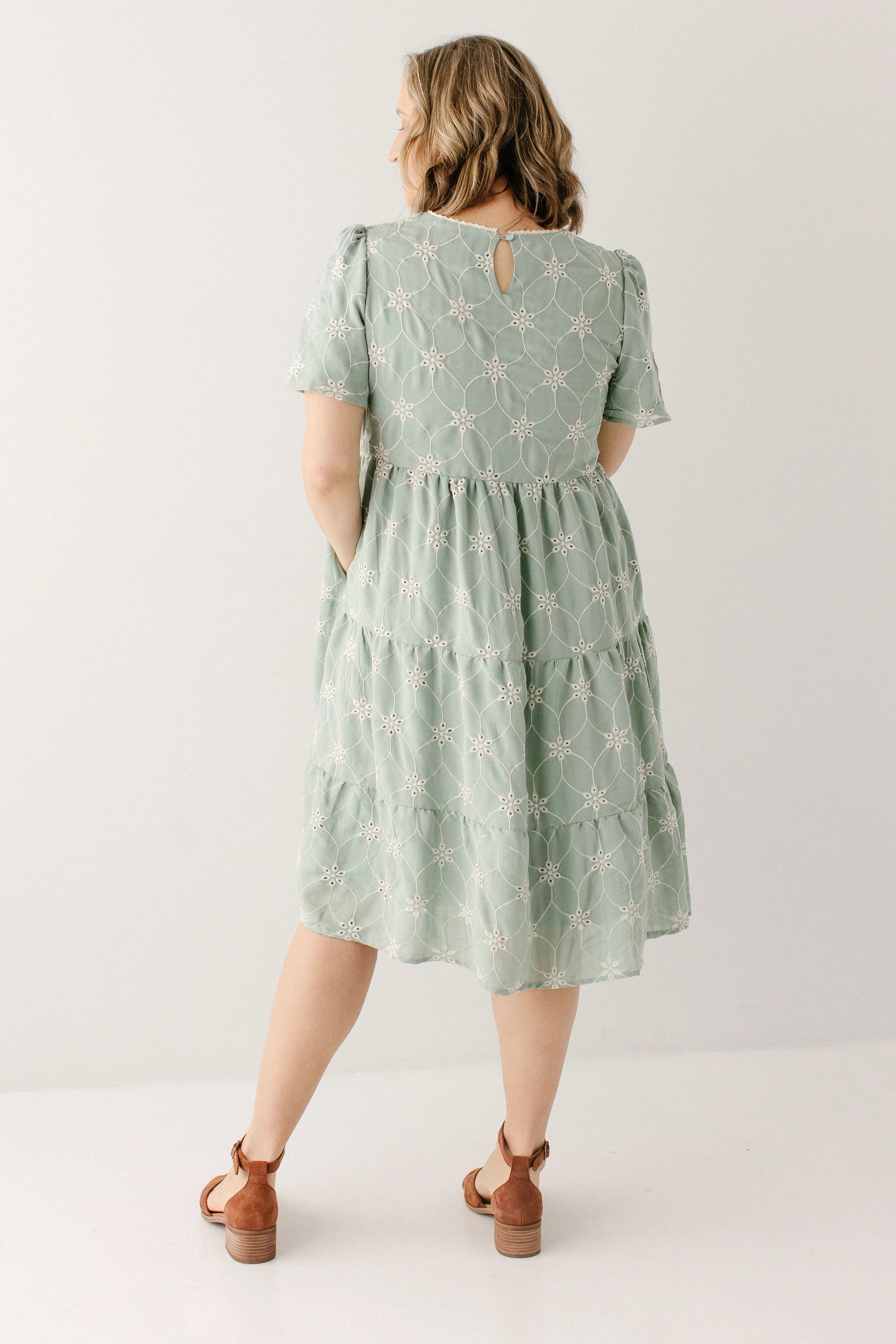 Brisa Eyelet Tiered Midi Dress - Image 8