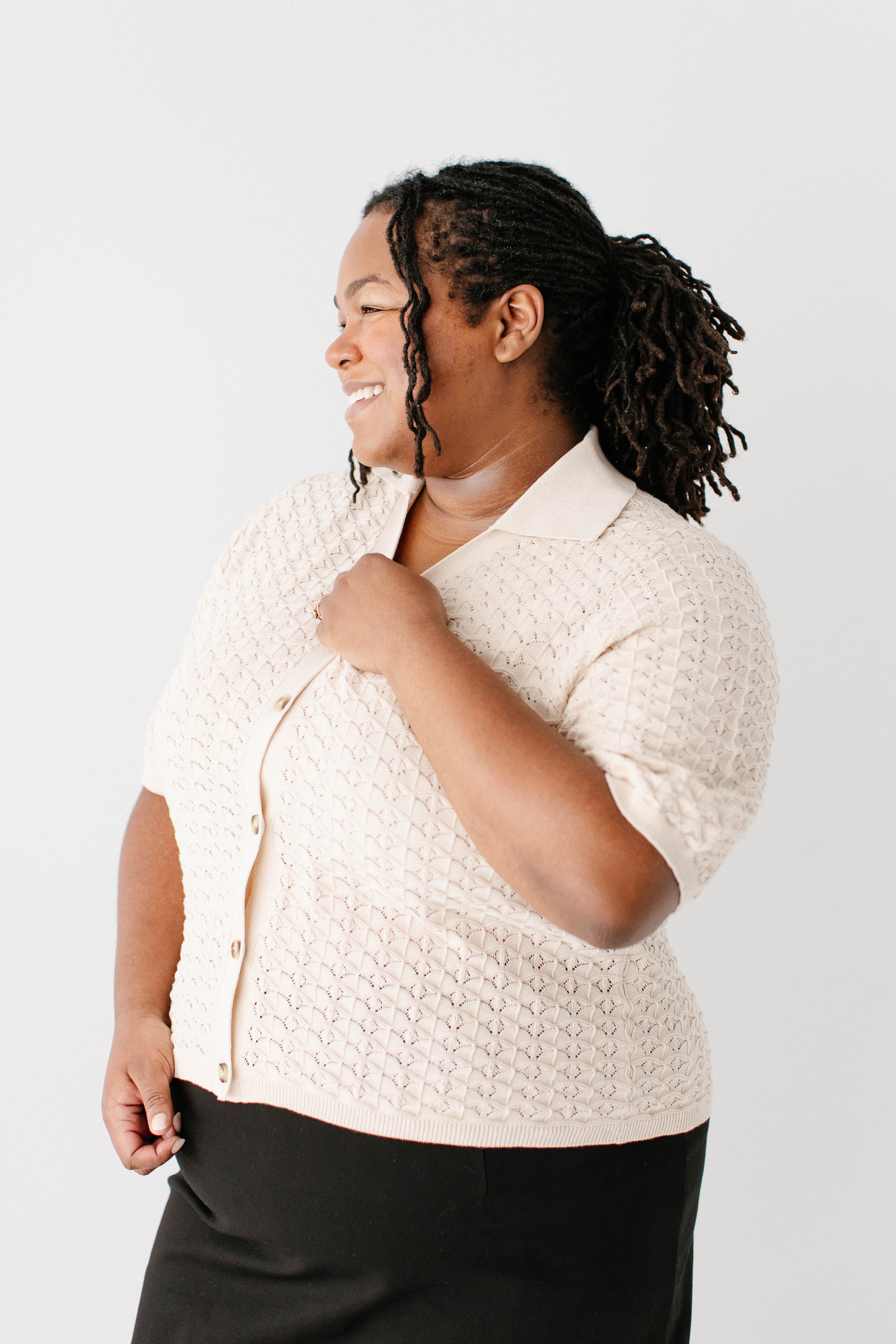 Brittany Crochet Short Sleeve Sweater Top - Image 11