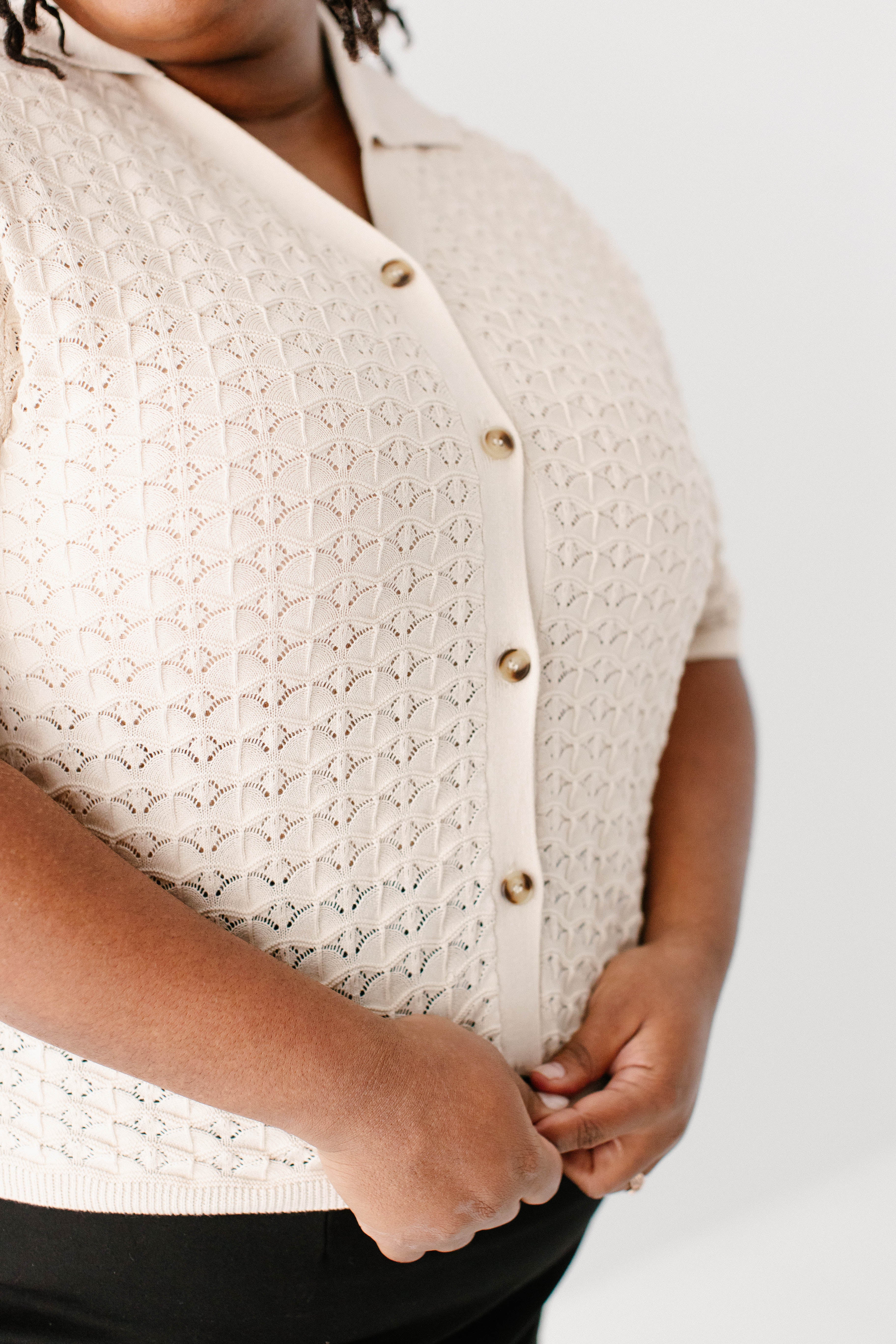 Brittany Crochet Short Sleeve Sweater Top - Image 12