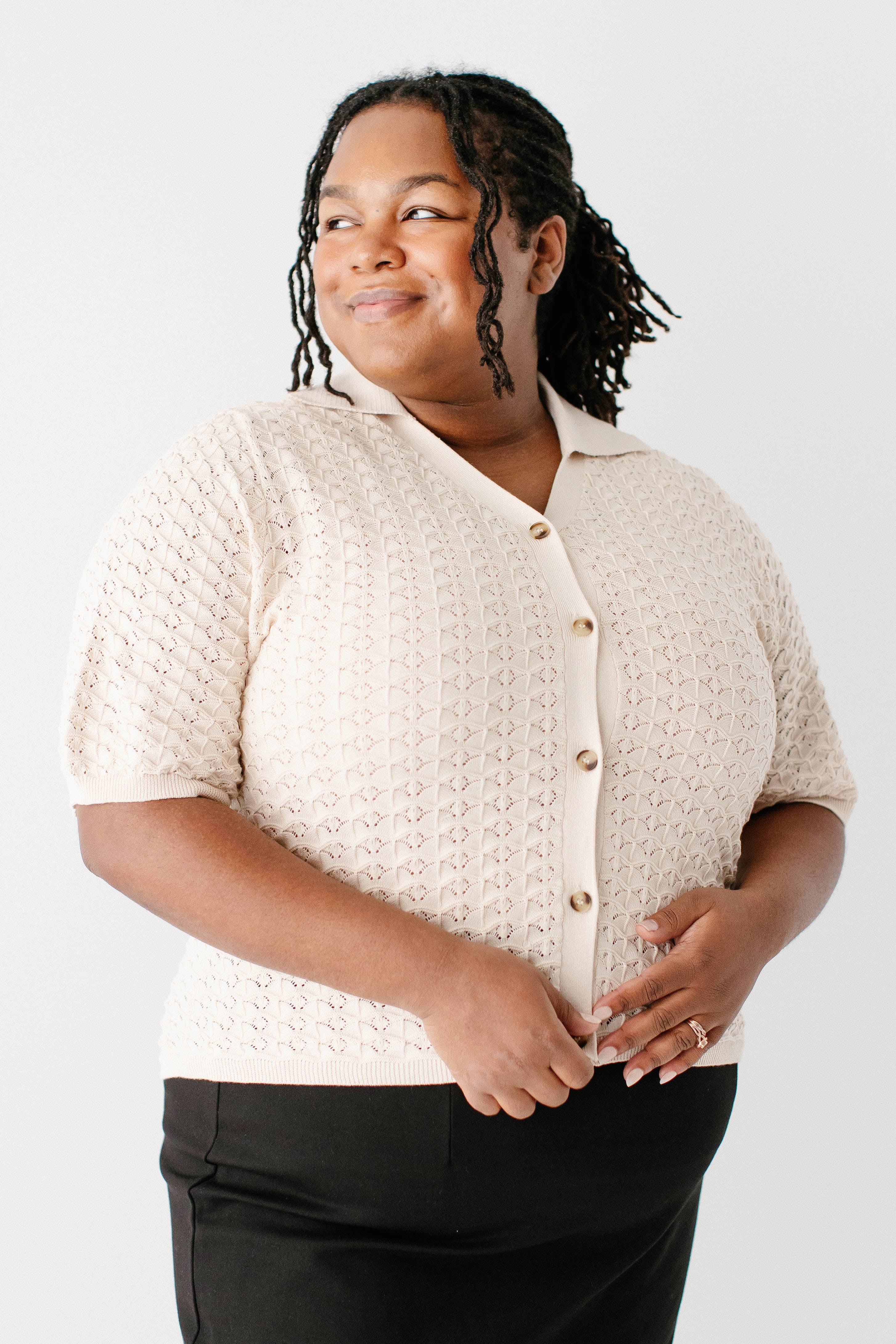 Brittany Crochet Short Sleeve Sweater Top - Image 6