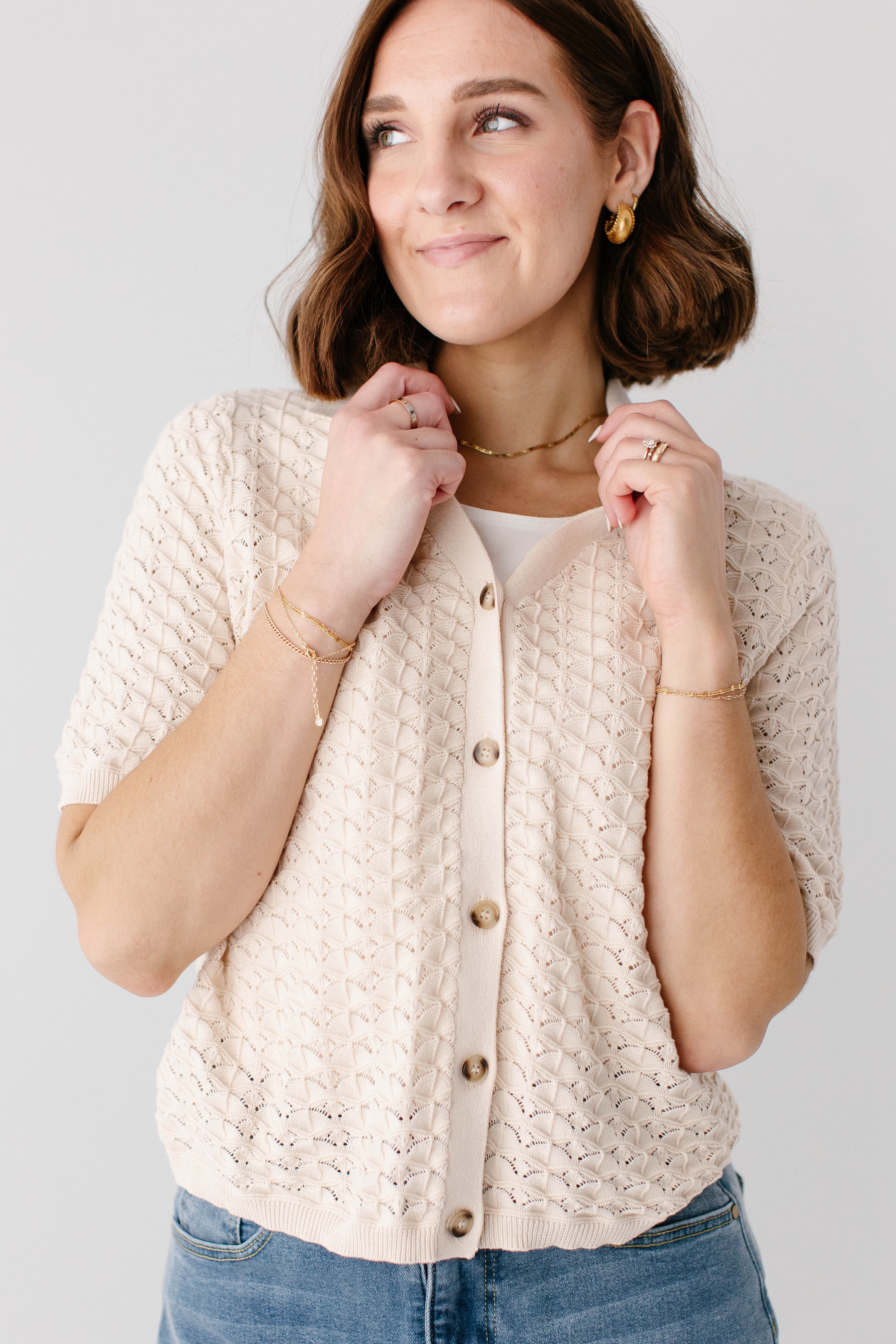 Brittany Crochet Short Sleeve Sweater Top - Image 7