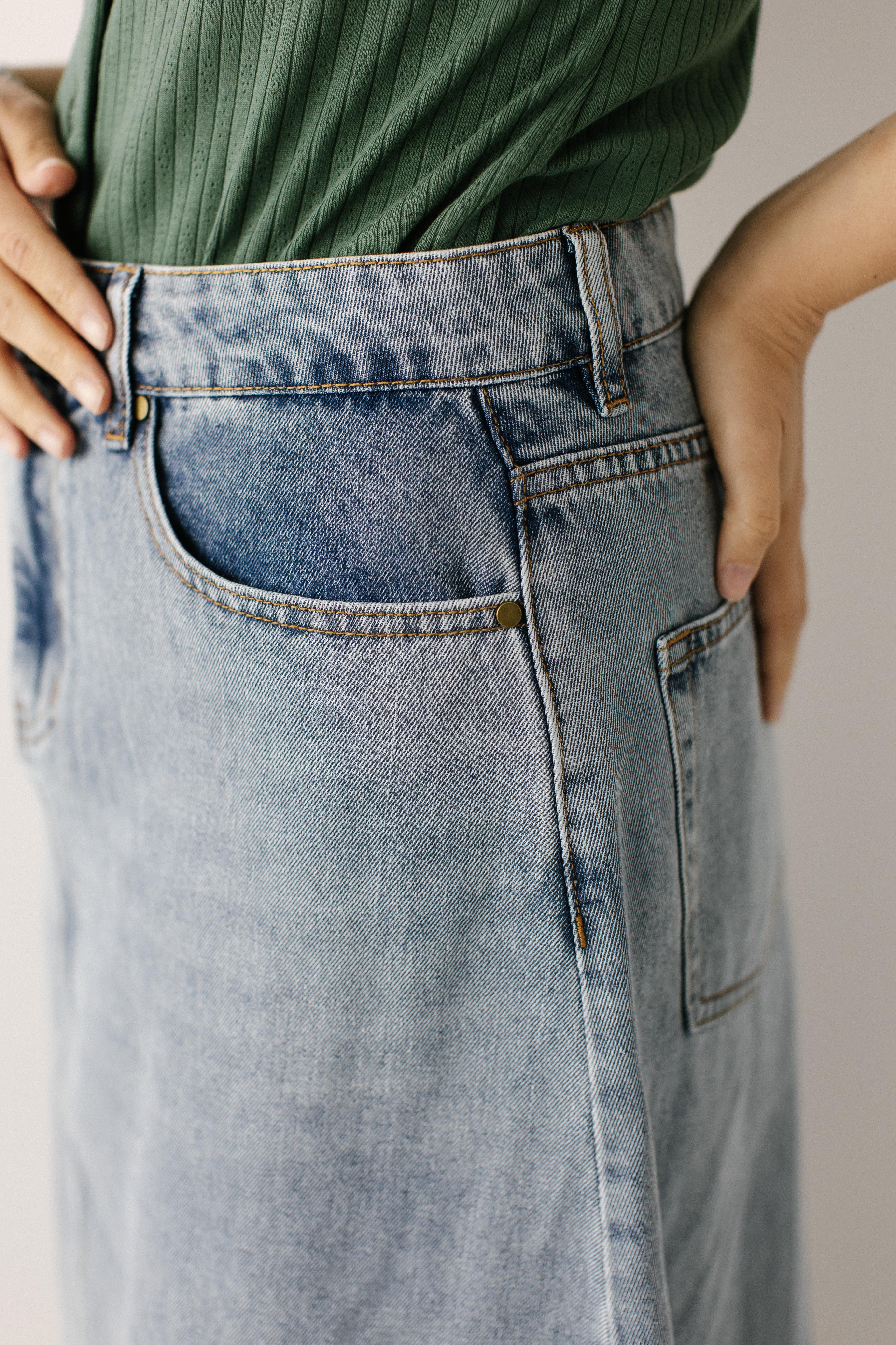 Brooke A-Line Denim Midi Skirt FINAL SALE - Image 12
