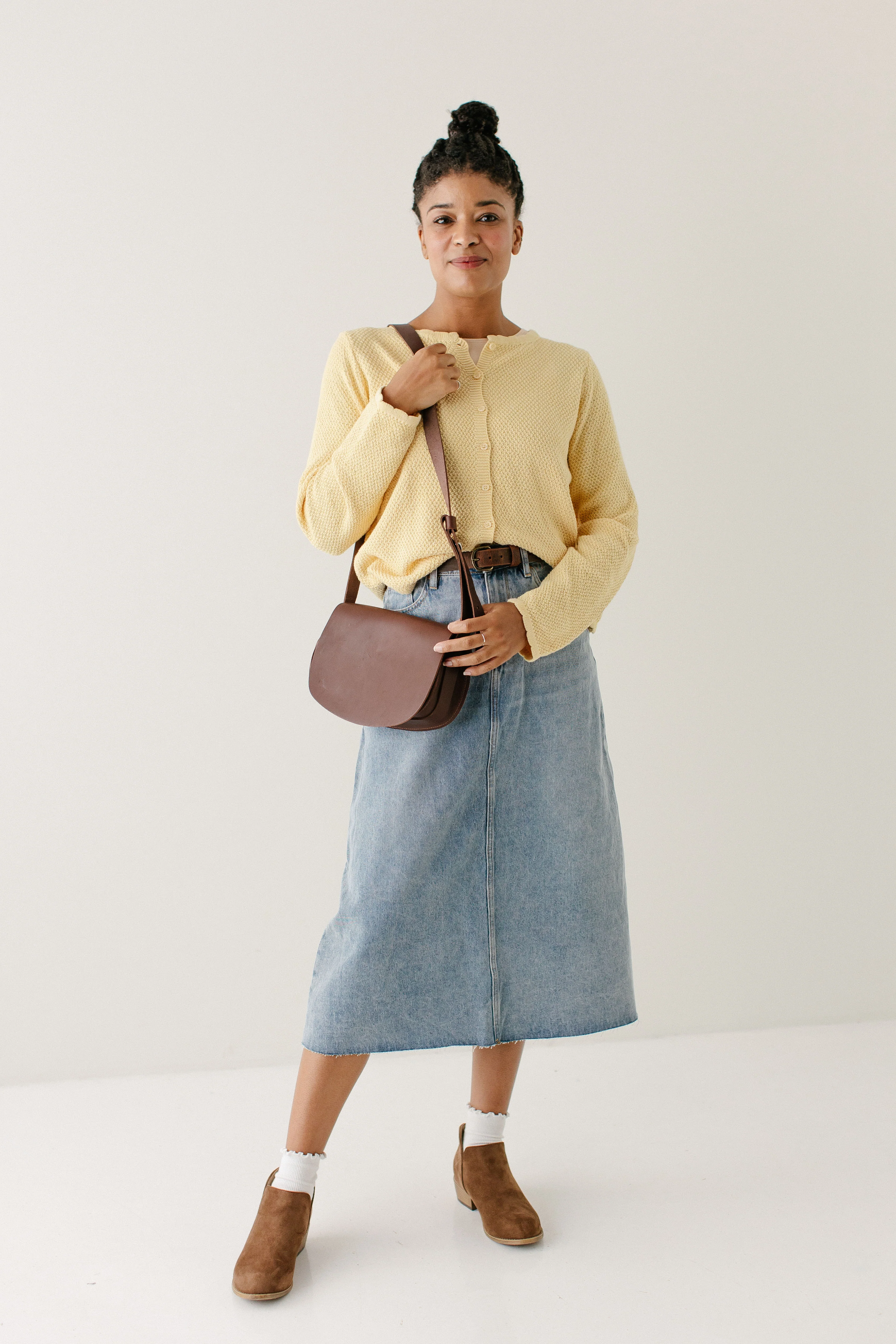 Brooke A-Line Denim Midi Skirt FINAL SALE - Image 16
