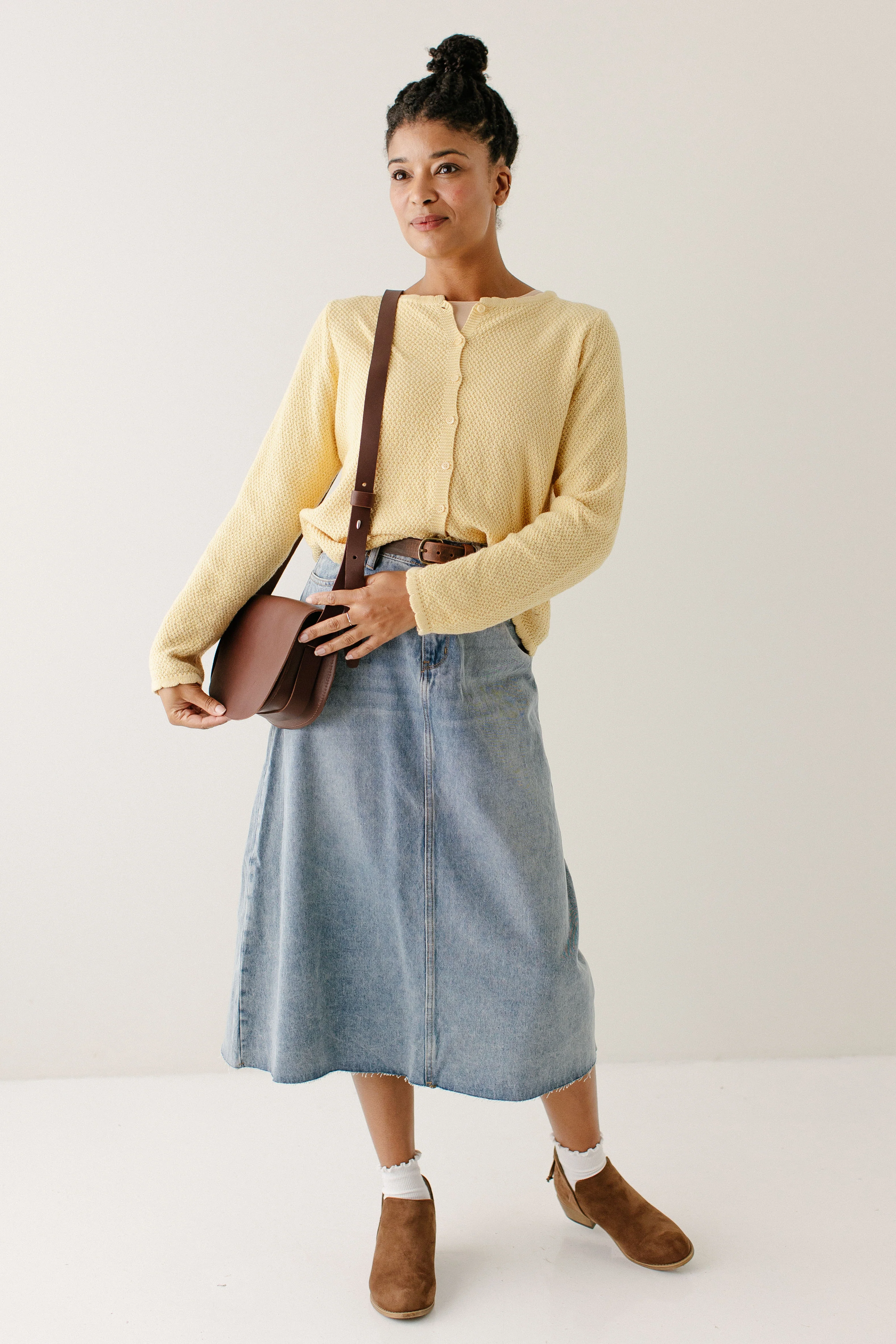 Brooke A-Line Denim Midi Skirt FINAL SALE - Image 17