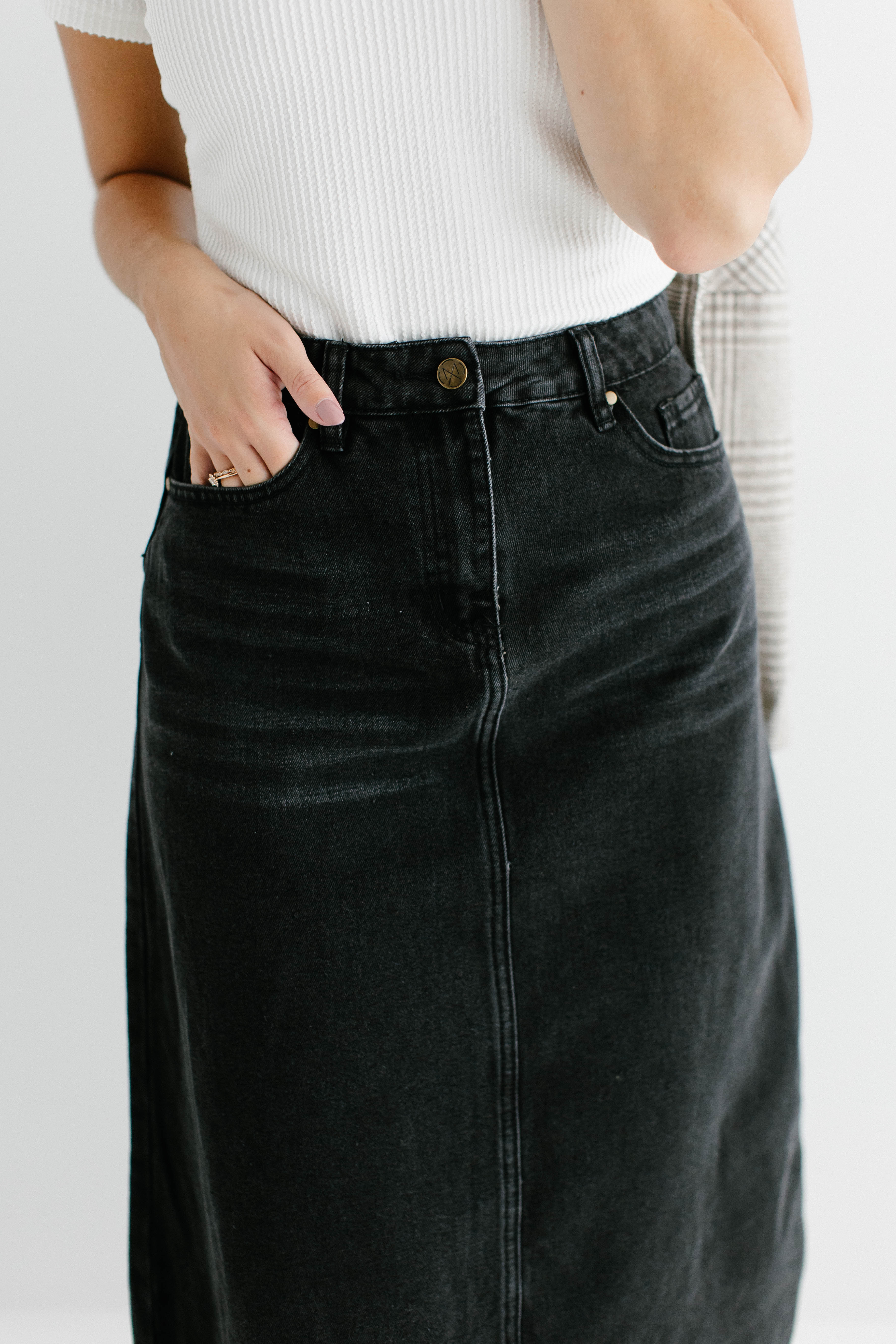 Brooke A-Line Denim Midi Skirt FINAL SALE - Image 5