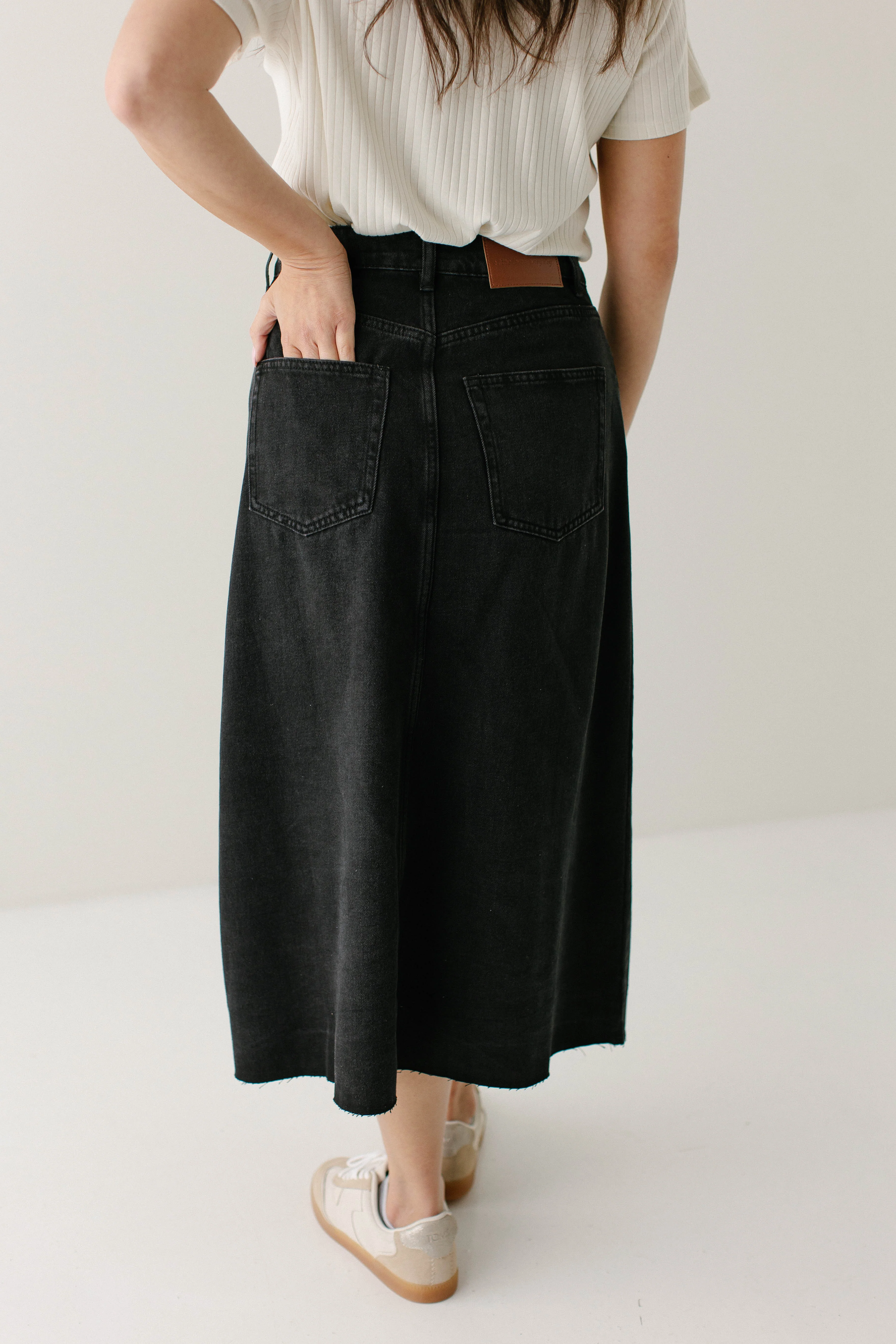 Brooke A-Line Denim Midi Skirt FINAL SALE - Image 6