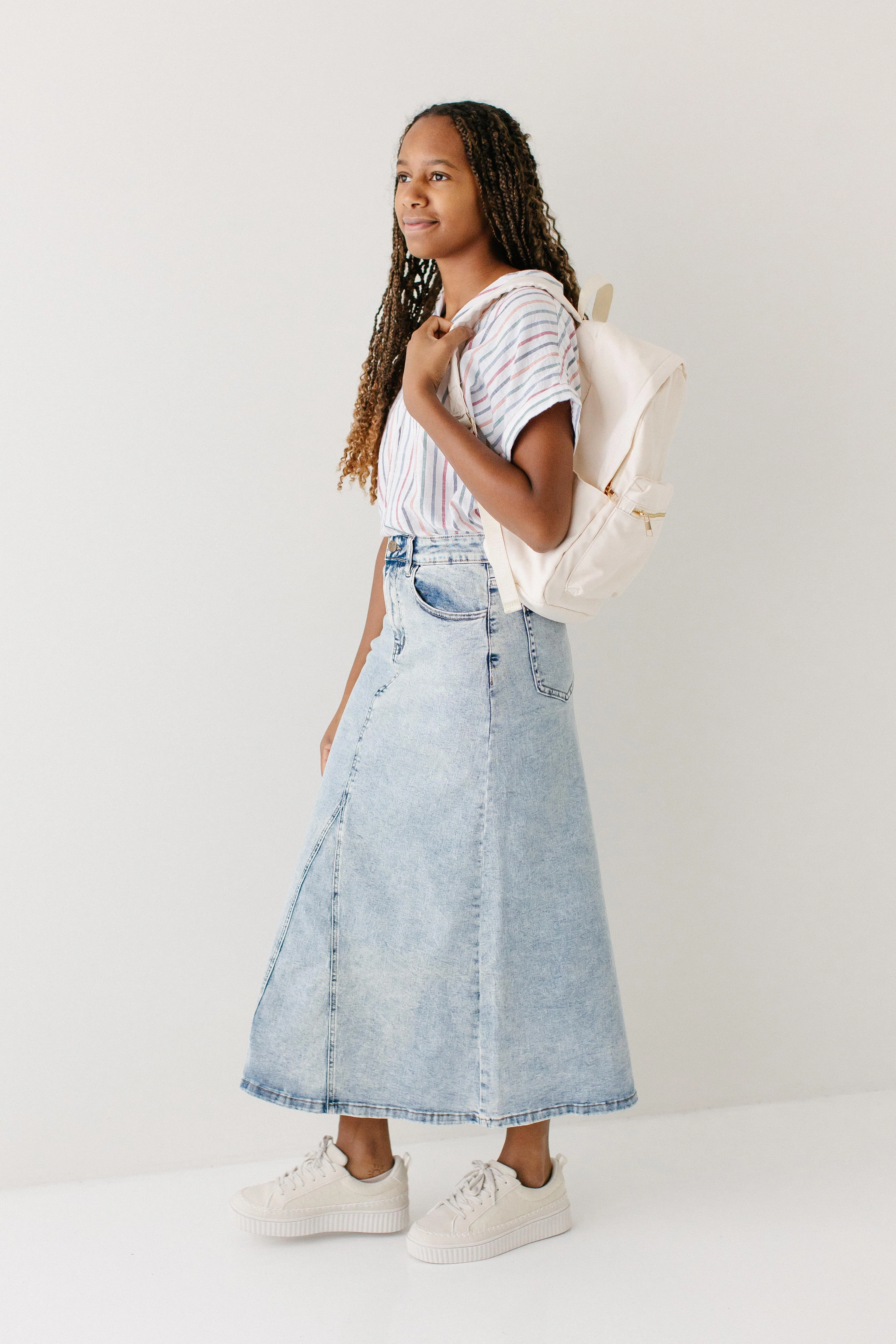 Brooklyn Stretch Denim Maxi Skirt in Vintage Wash - Image 12