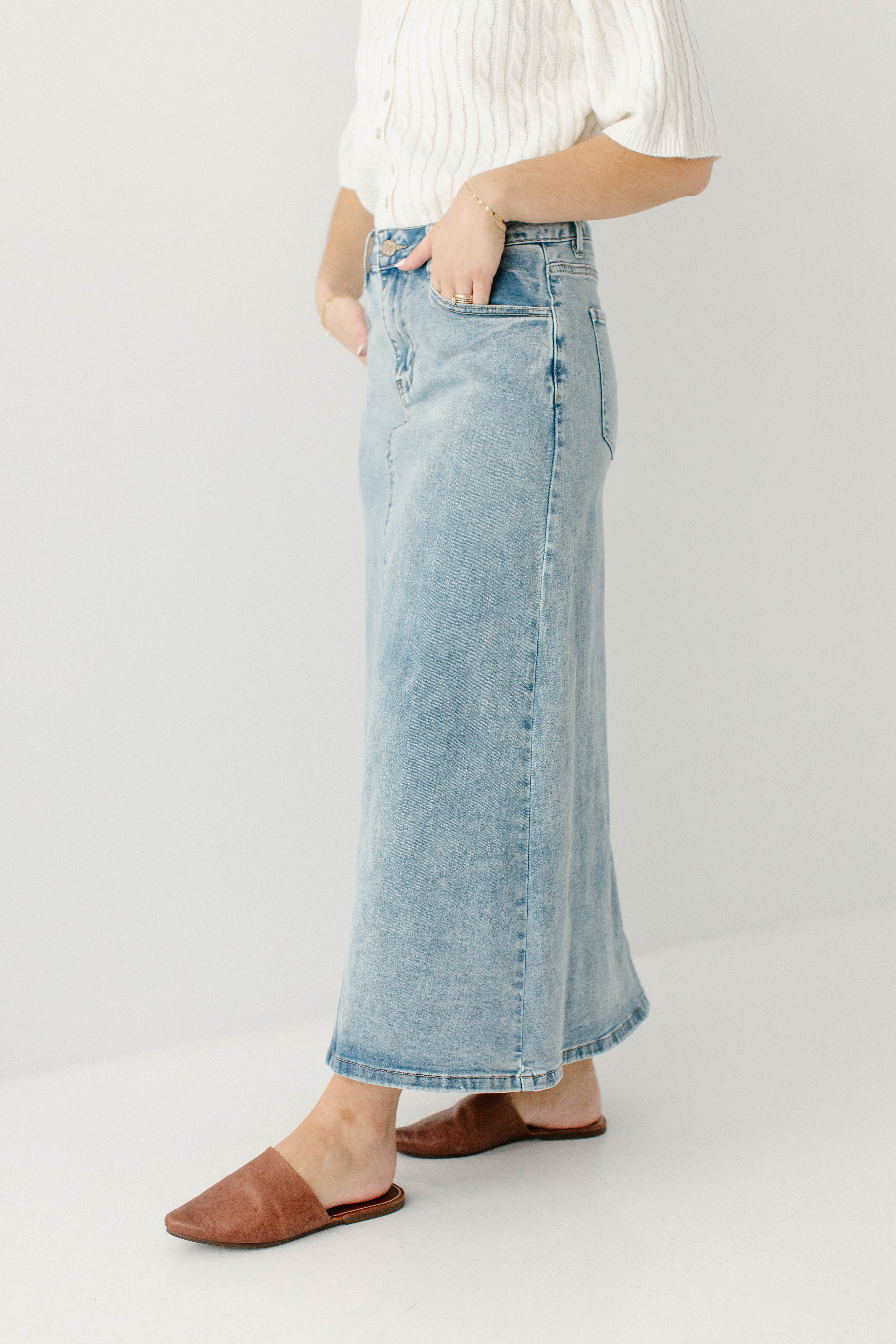 Brooklyn Stretch Denim Maxi Skirt in Vintage Wash - Image 6