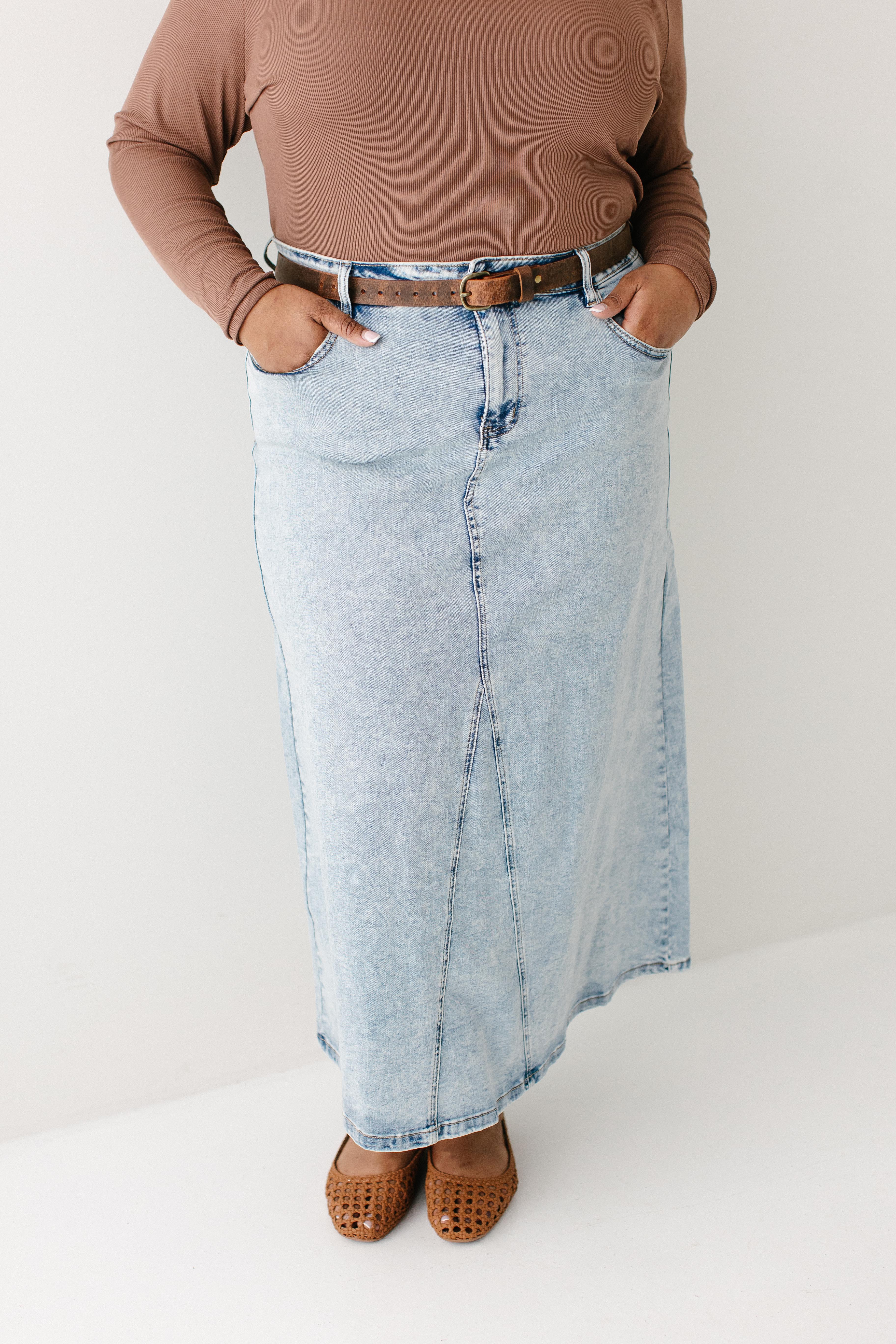 Brooklyn Stretch Denim Maxi Skirt in Vintage Wash - Image 8