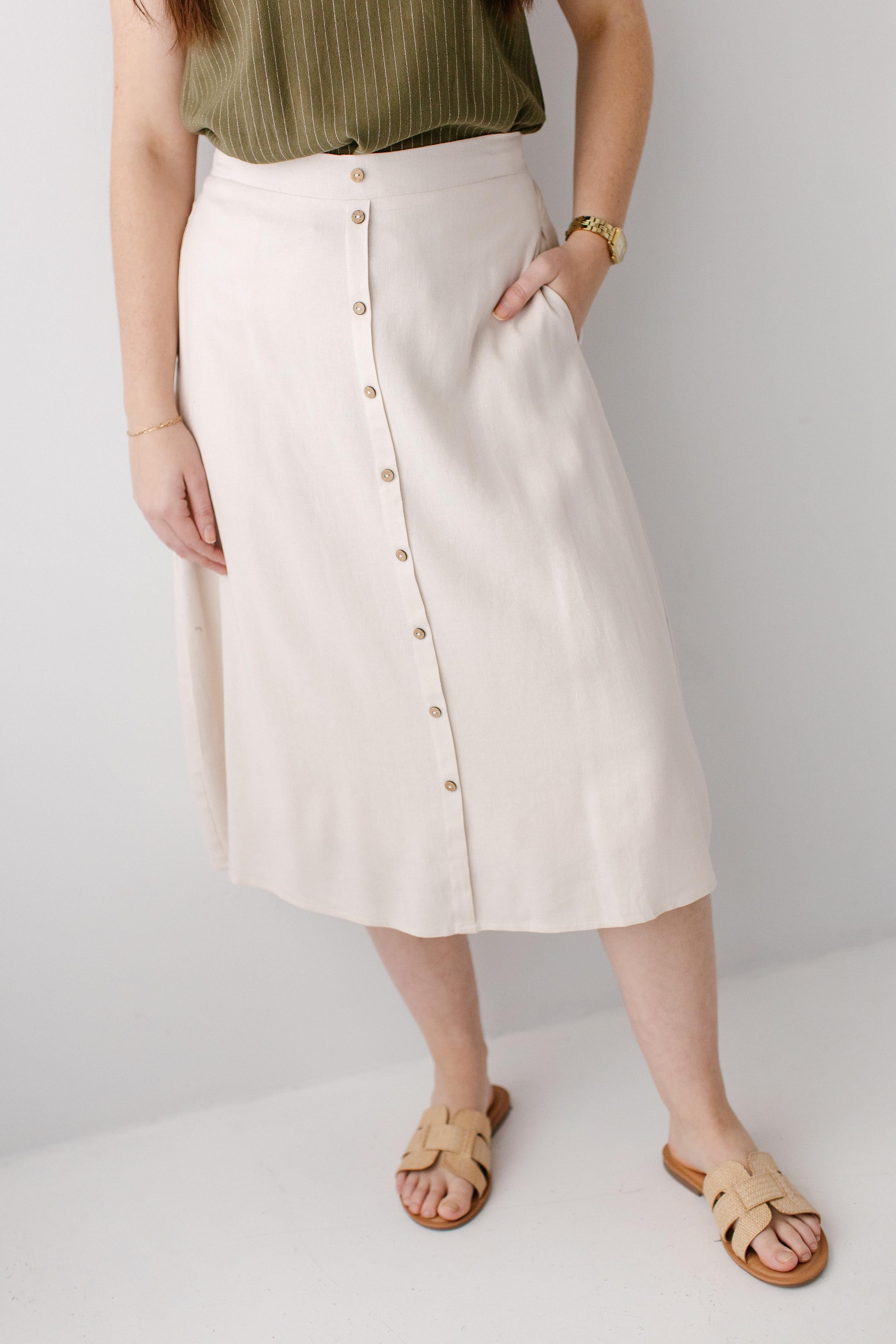 Brynn Button Detail Midi Skirt - Image 6