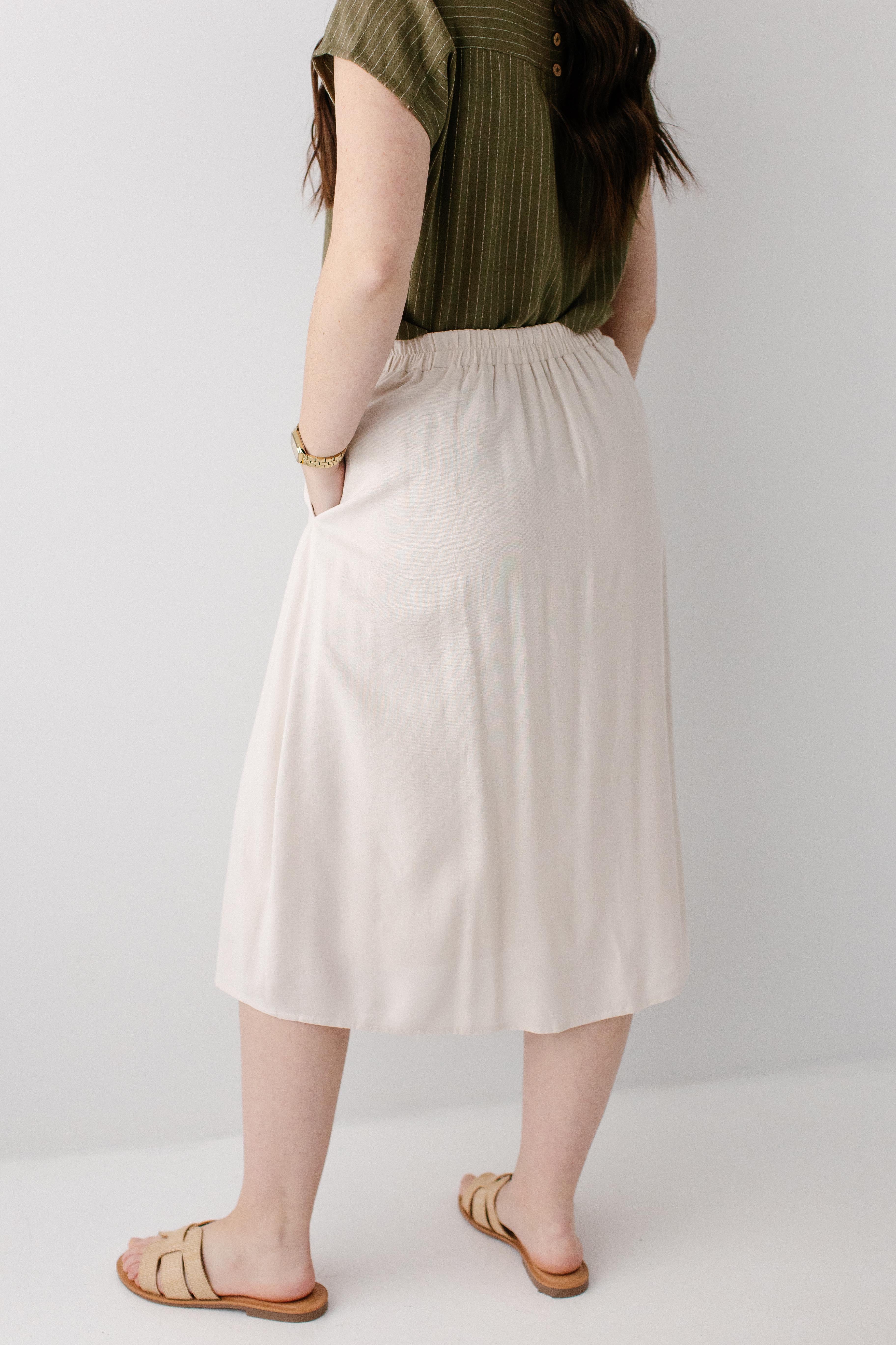 Brynn Button Detail Midi Skirt - Image 7