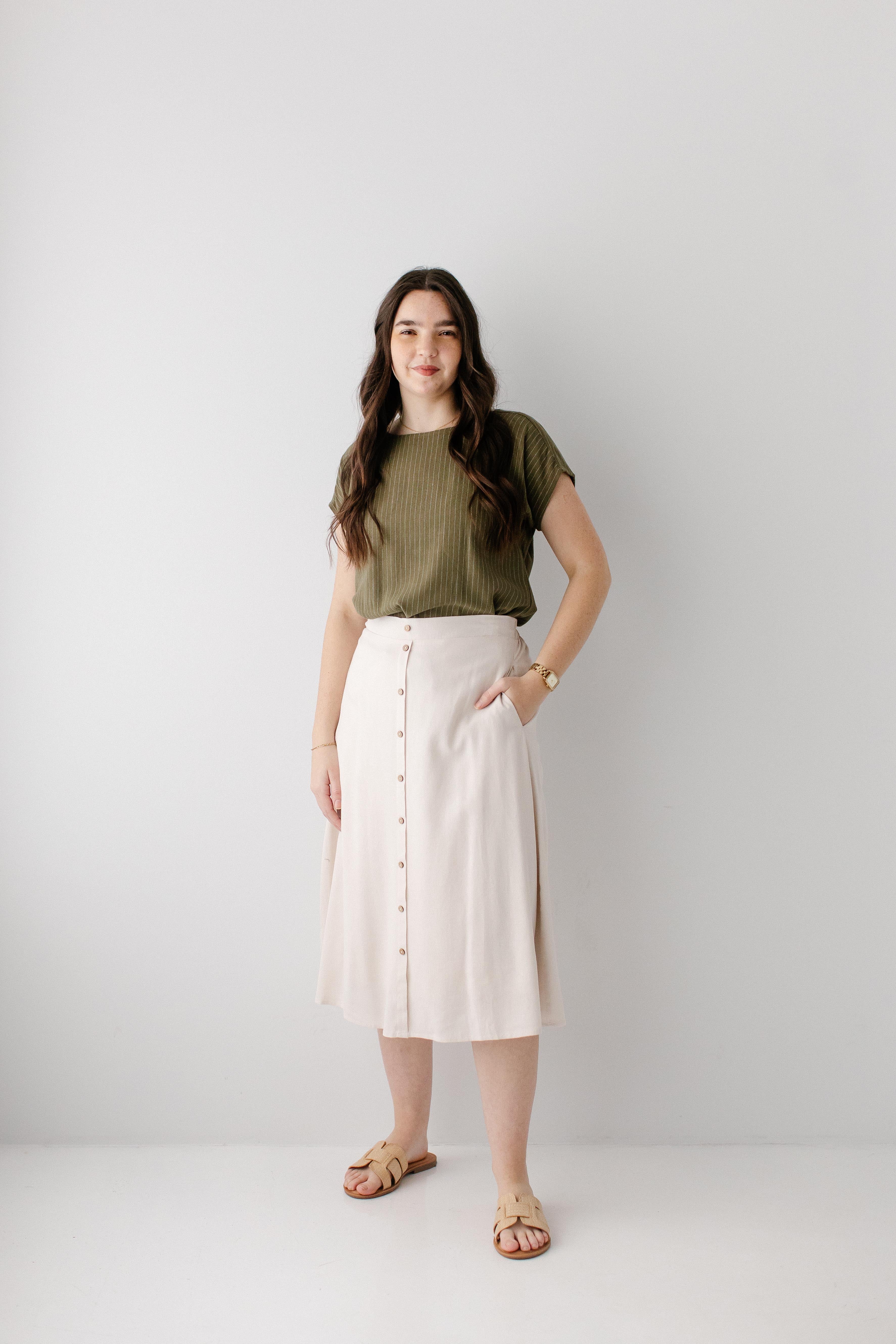 Brynn Button Detail Midi Skirt - Image 8