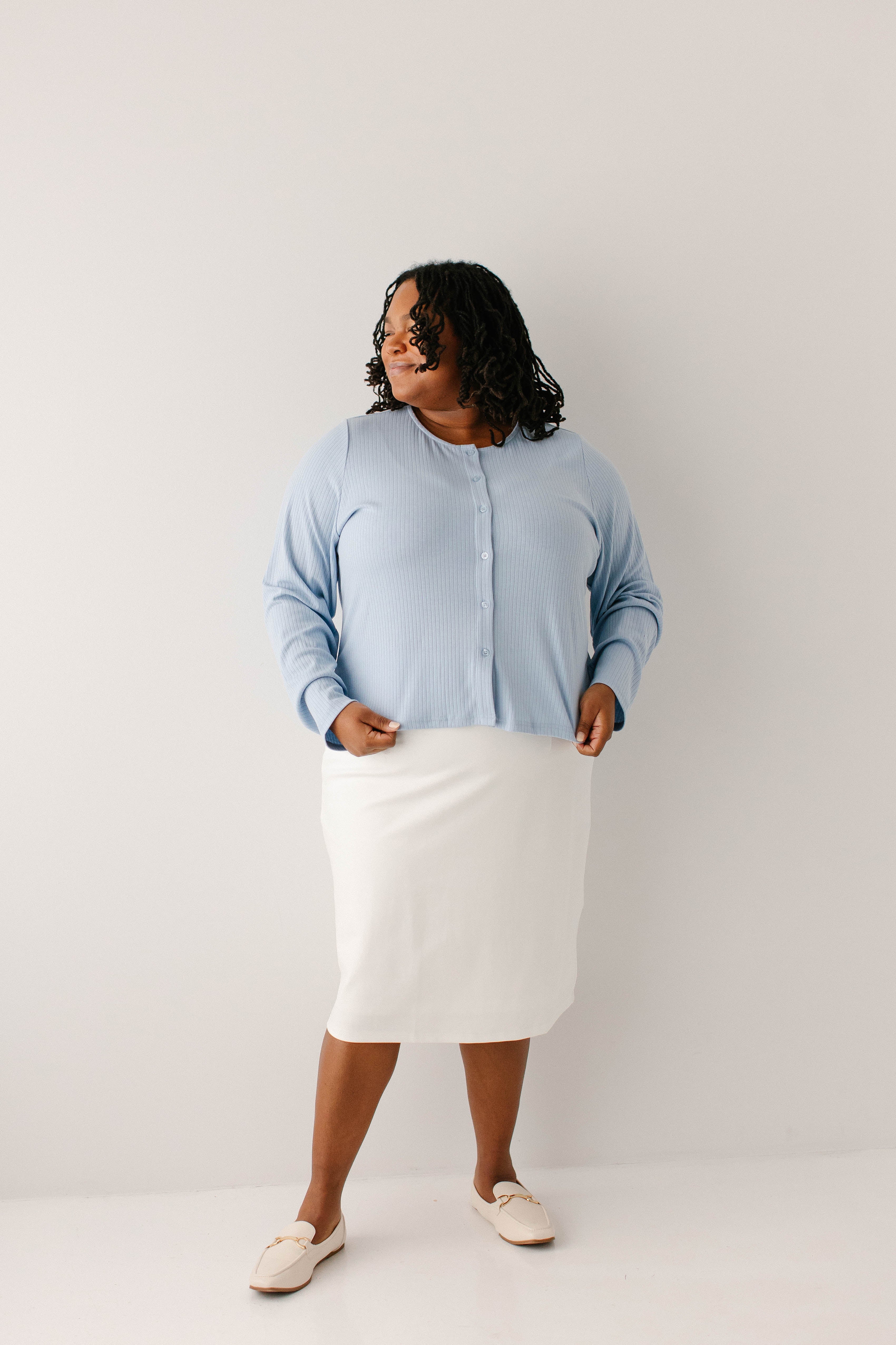 'Buttercup' Pointelle Knit Button Down Top - Image 2