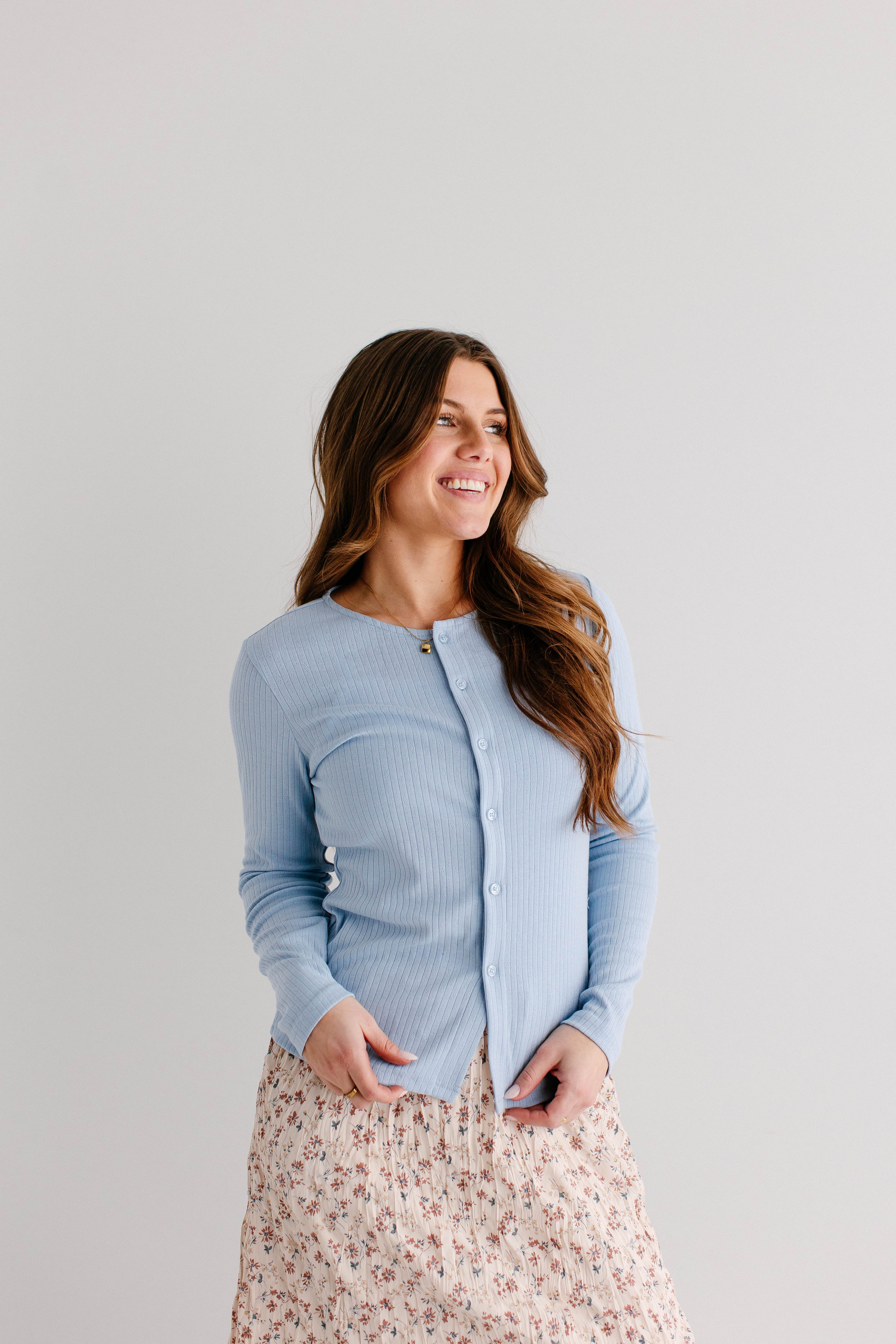 'Buttercup' Pointelle Knit Button Down Top - Image 5