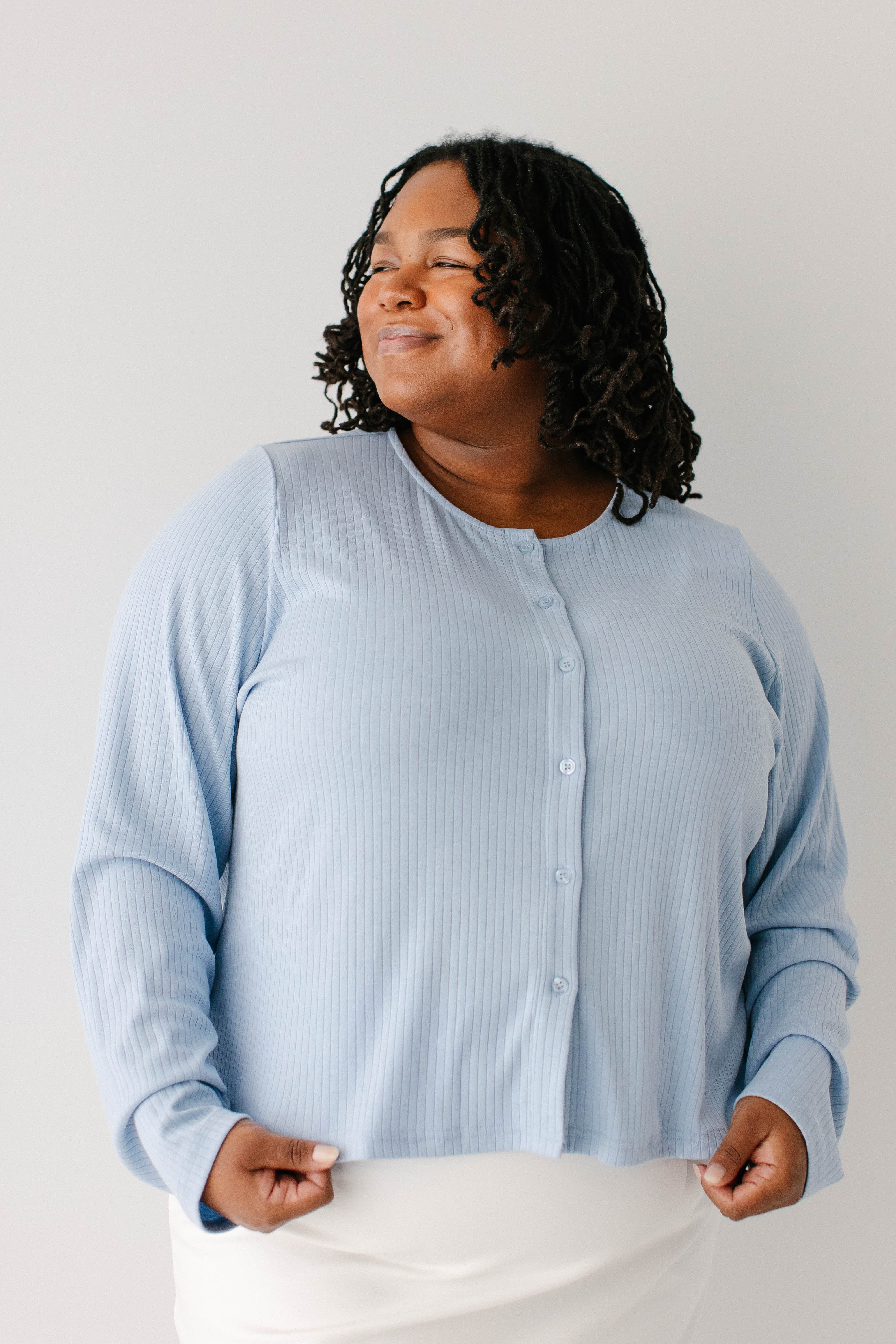 'Buttercup' Pointelle Knit Button Down Top - Image 6