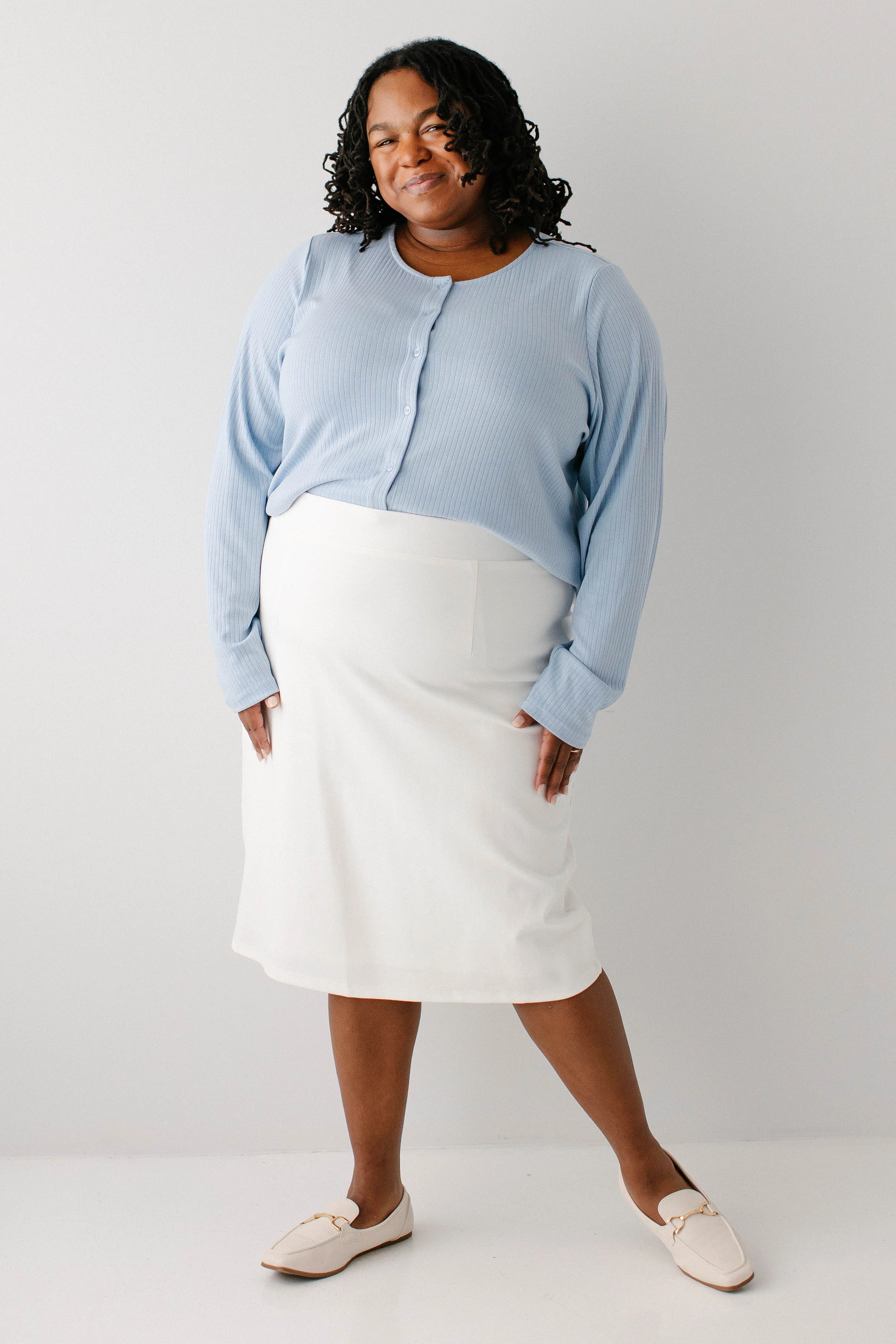 'Buttercup' Pointelle Knit Button Down Top - Image 7