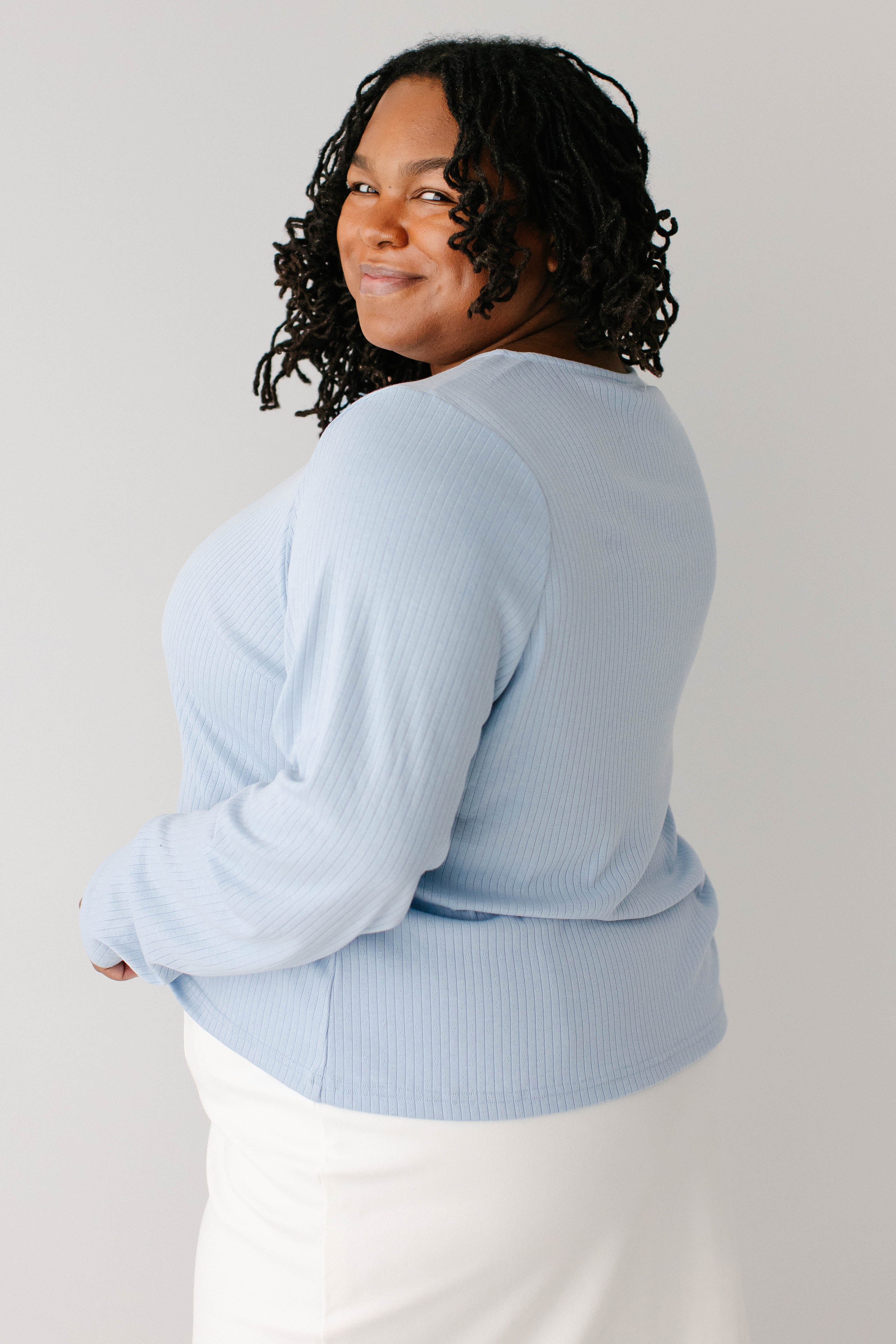 'Buttercup' Pointelle Knit Button Down Top - Image 8