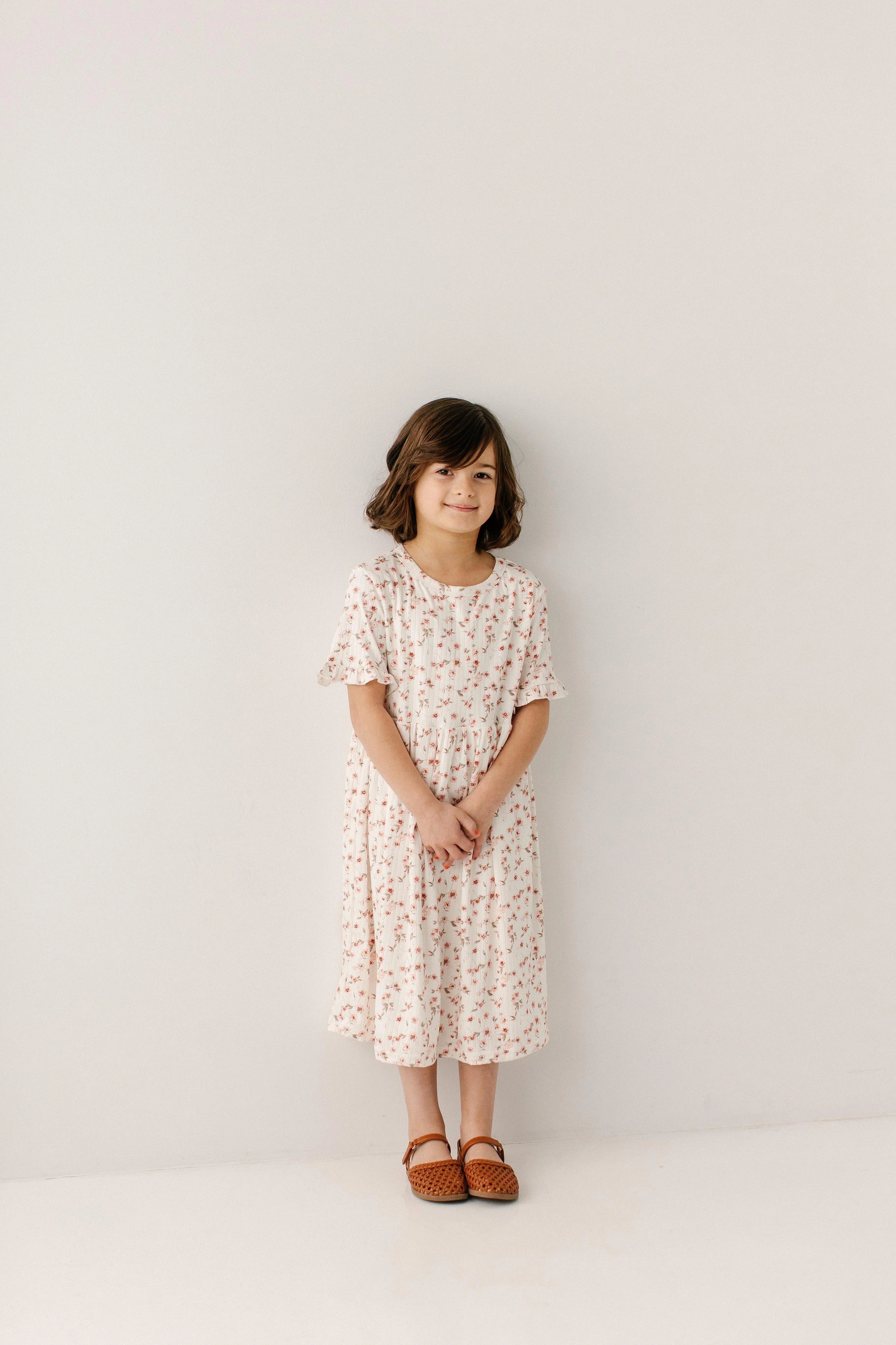 Carly Girl Floral Print Pointelle Dress - Image 3