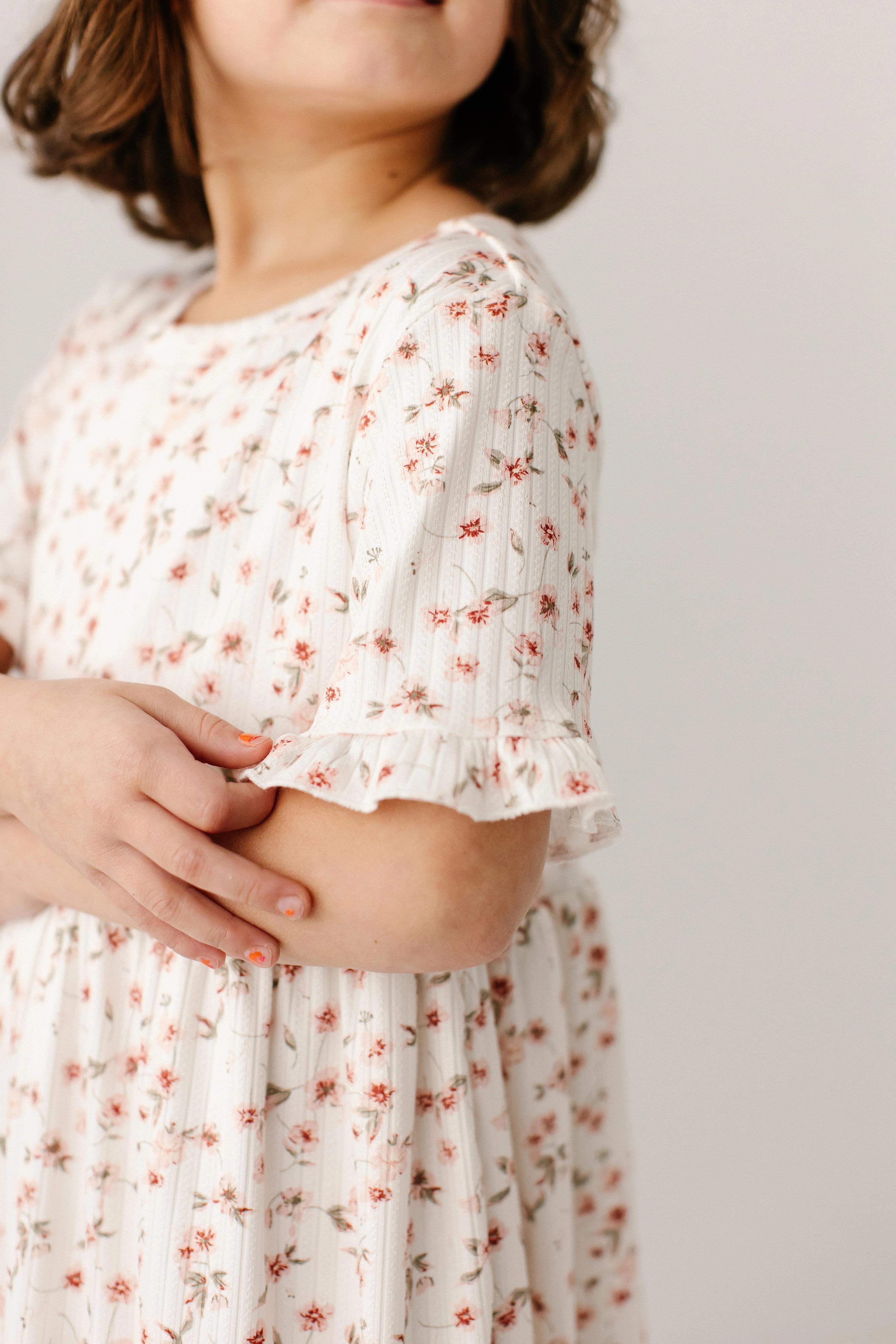 Carly Girl Floral Print Pointelle Dress - Image 4