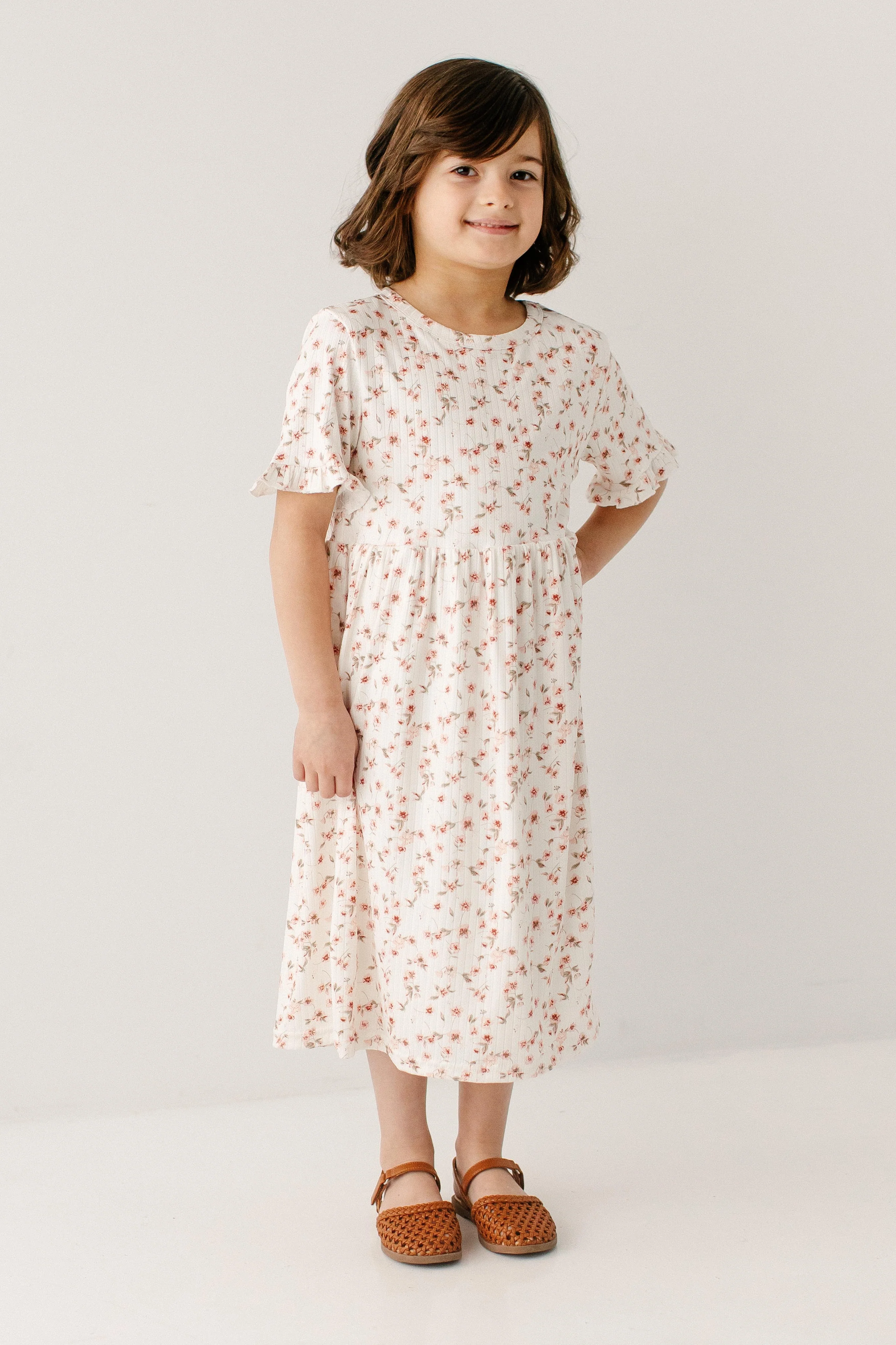 Carly Girl Floral Print Pointelle Dress - Image 5