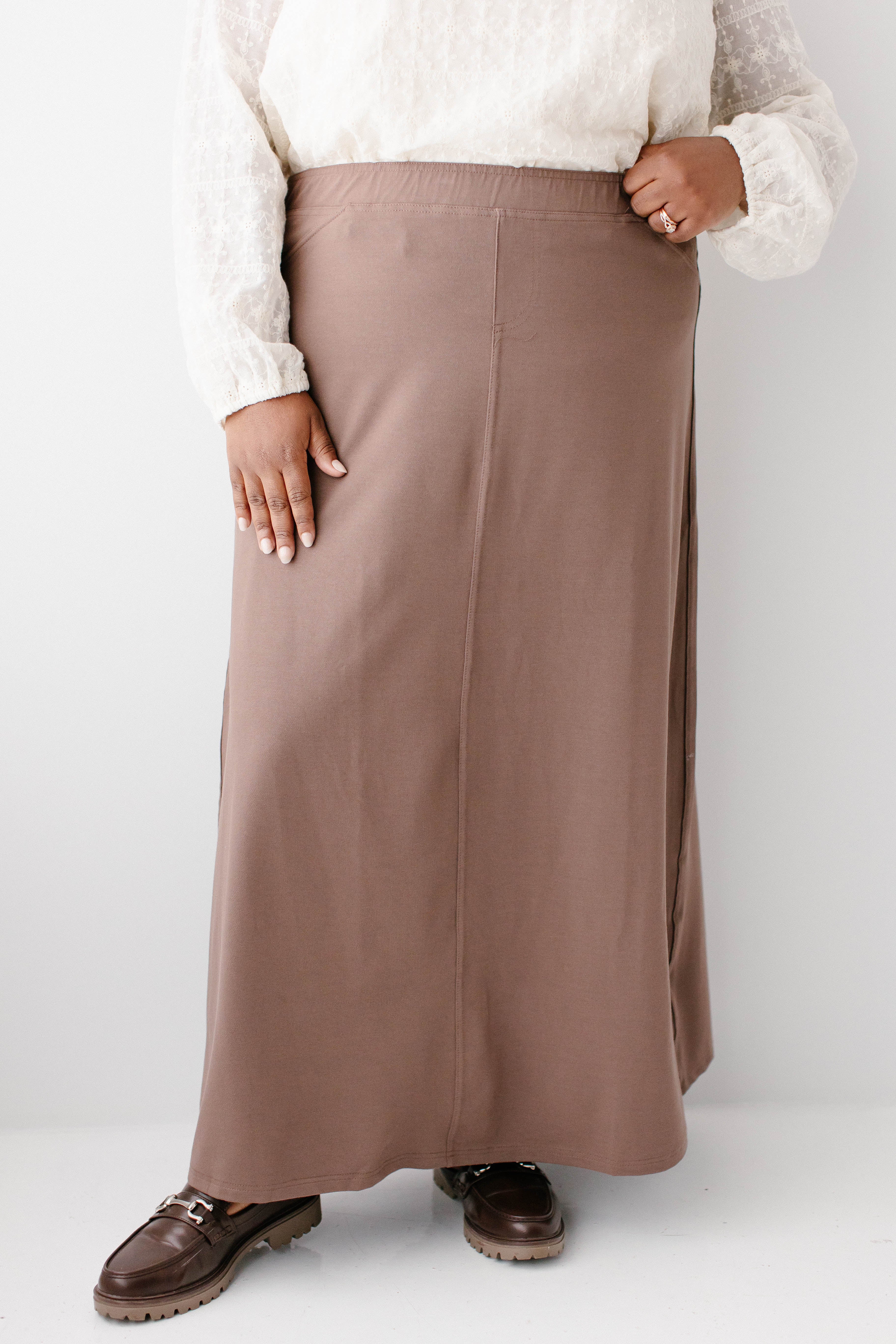 Caroline Long Knit Denim Skirt - Image 10
