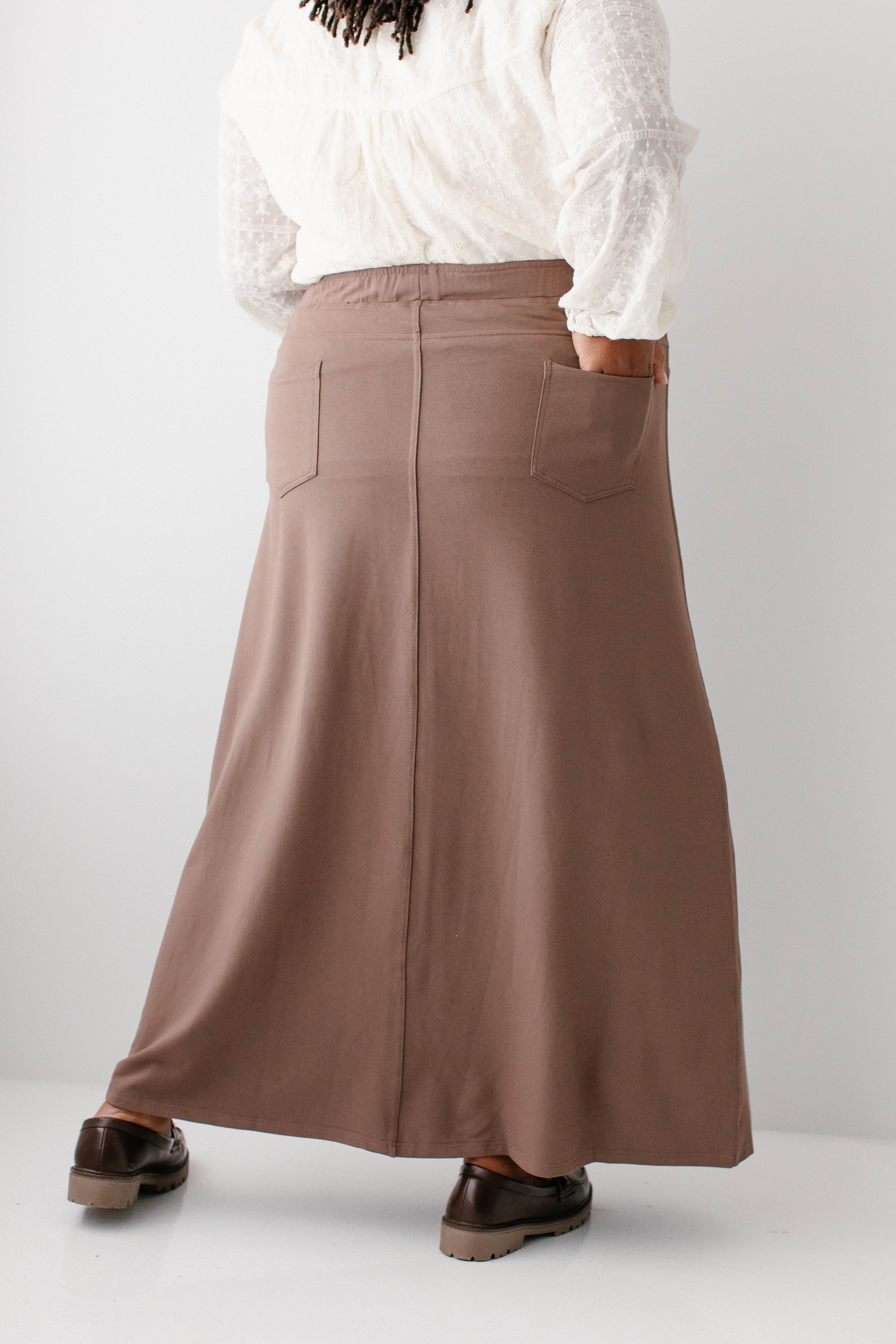 Caroline Long Knit Denim Skirt - Image 12